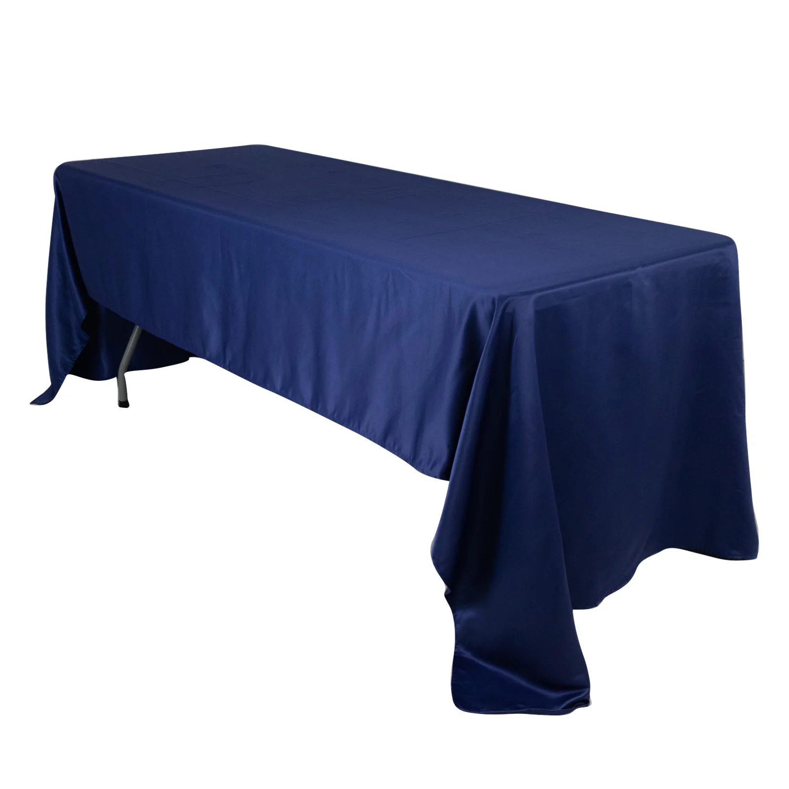 Lamour Satin Rectangle Tablecloth 60"x126" Navy Blue - Fade & Wrinkle-Resistant Table Cover - Image 3