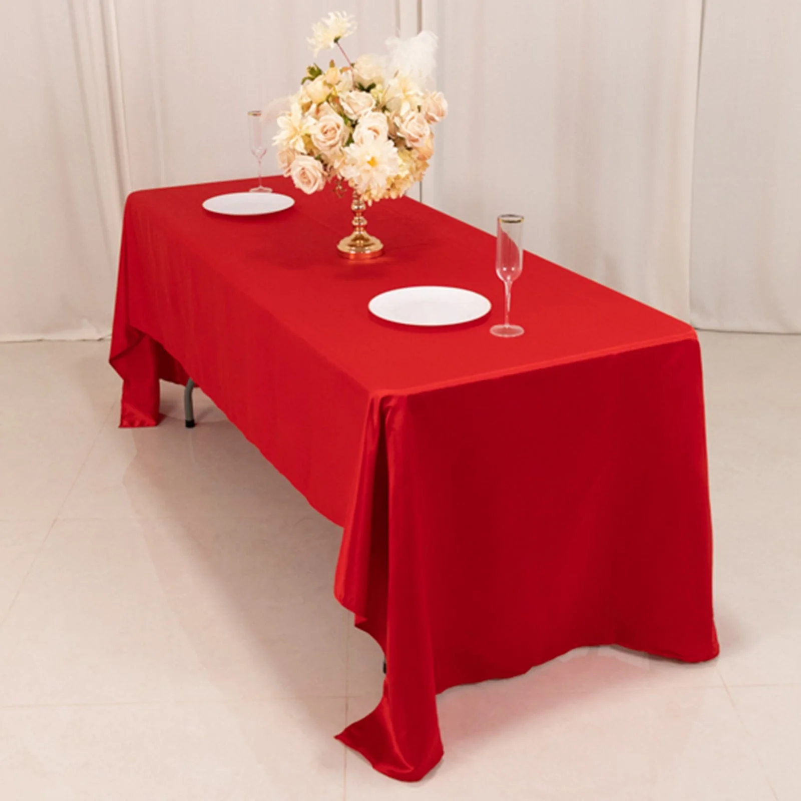 Lamour Satin Rectangle Tablecloth 60"x126" Red - Fade & Wrinkle-Resistant Table Cover - Image 6