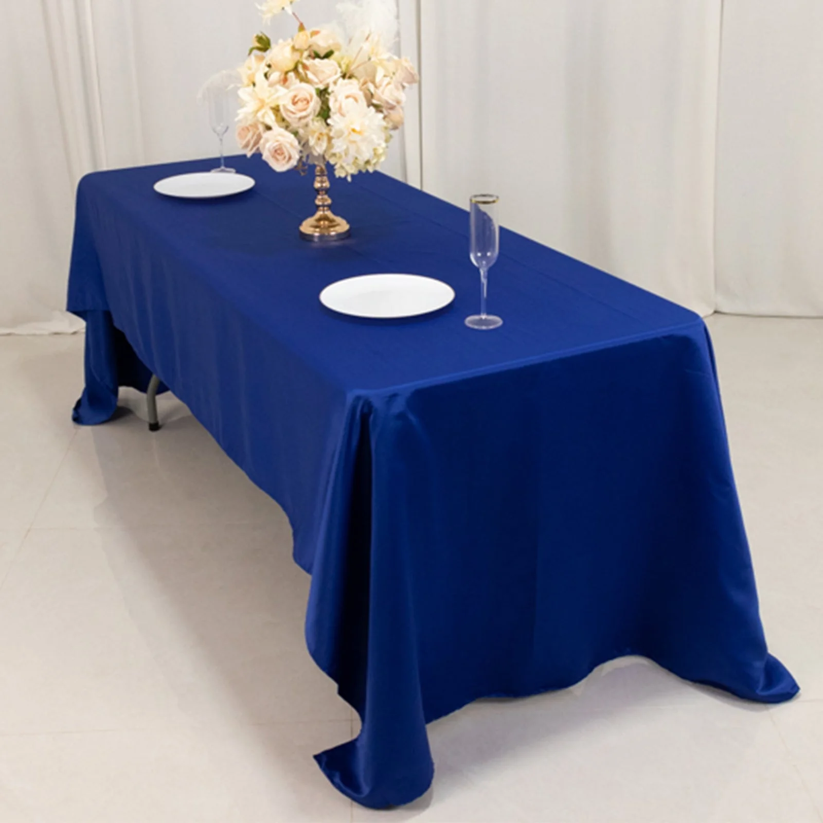 Lamour Satin Rectangle Tablecloth 60"x126" Royal Blue - Fade & Wrinkle-Resistant Table Cover - Image 3