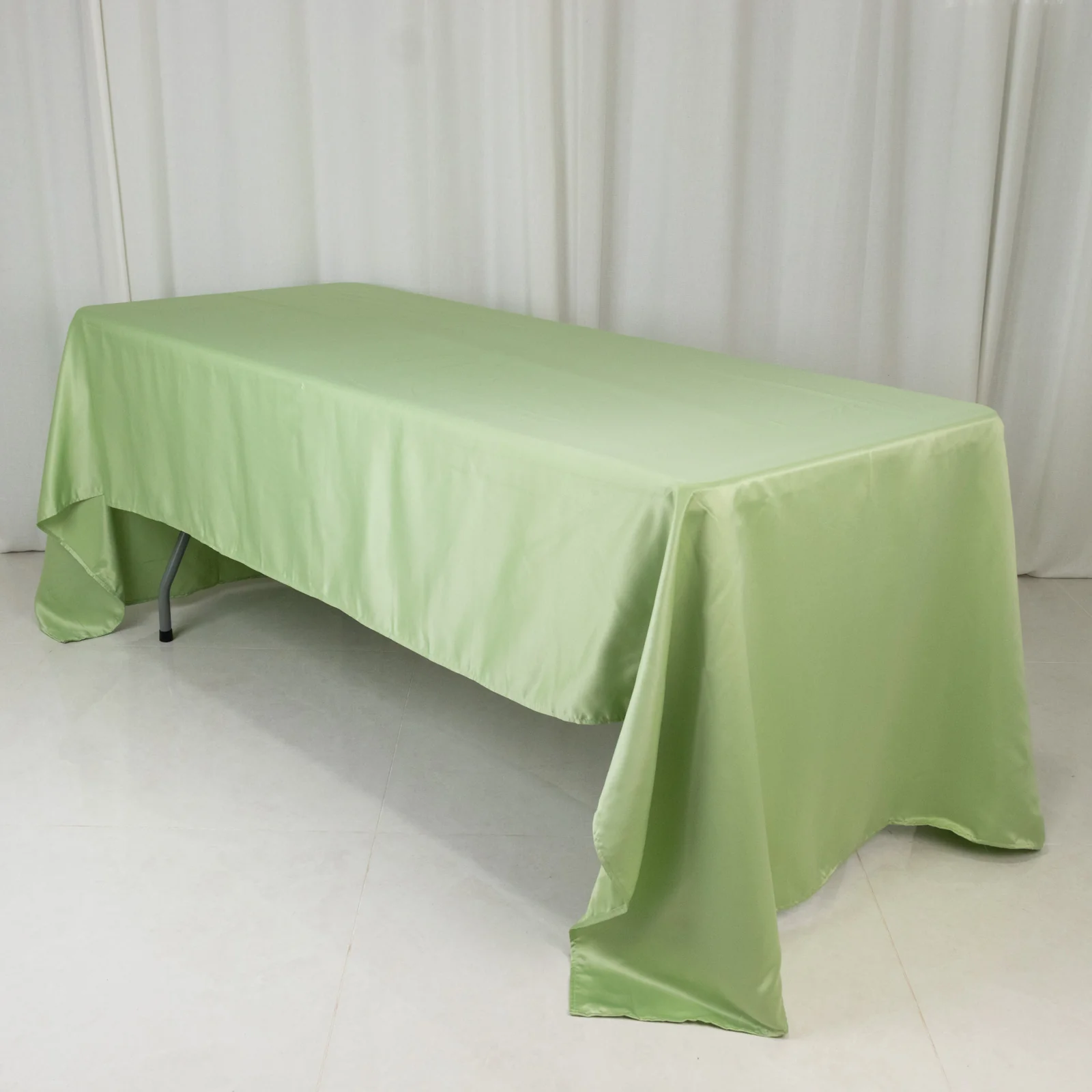 Lamour Satin Rectangle Tablecloth 60"x126" Sage Green - Fade & Wrinkle-Resistant Table Cover