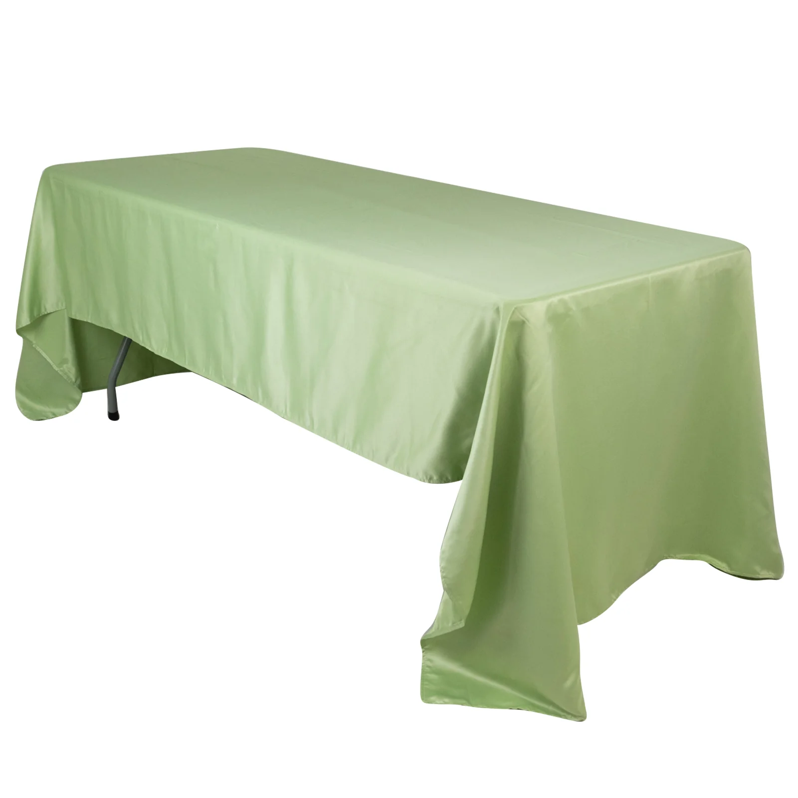 Lamour Satin Rectangle Tablecloth 60"x126" Sage Green - Fade & Wrinkle-Resistant Table Cover - Image 2