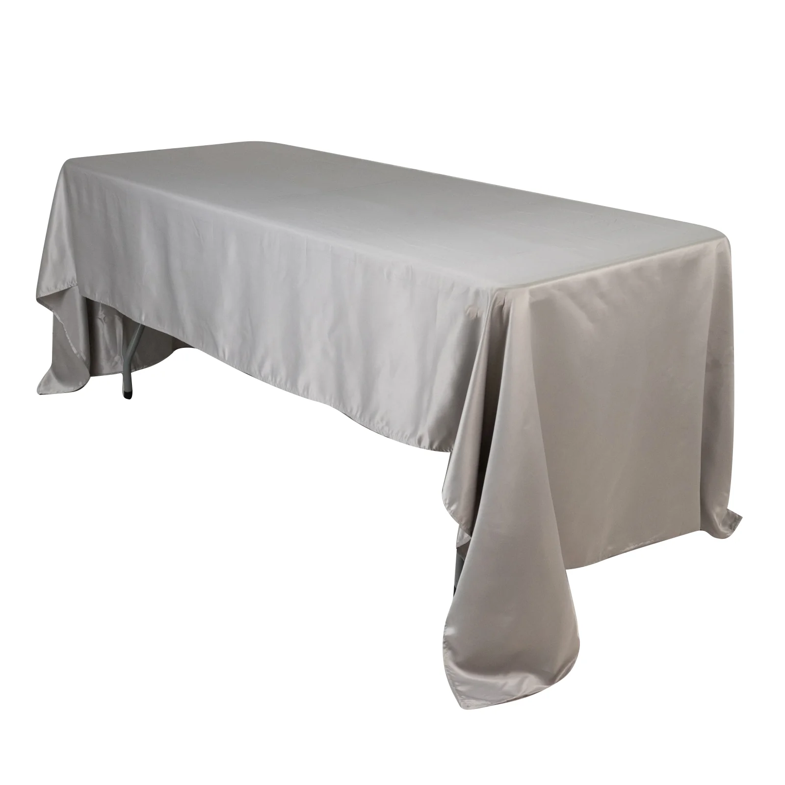 Lamour Satin Rectangle Tablecloth 60"x126" Silver - Fade & Wrinkle-Resistant Table Cover - Image 3