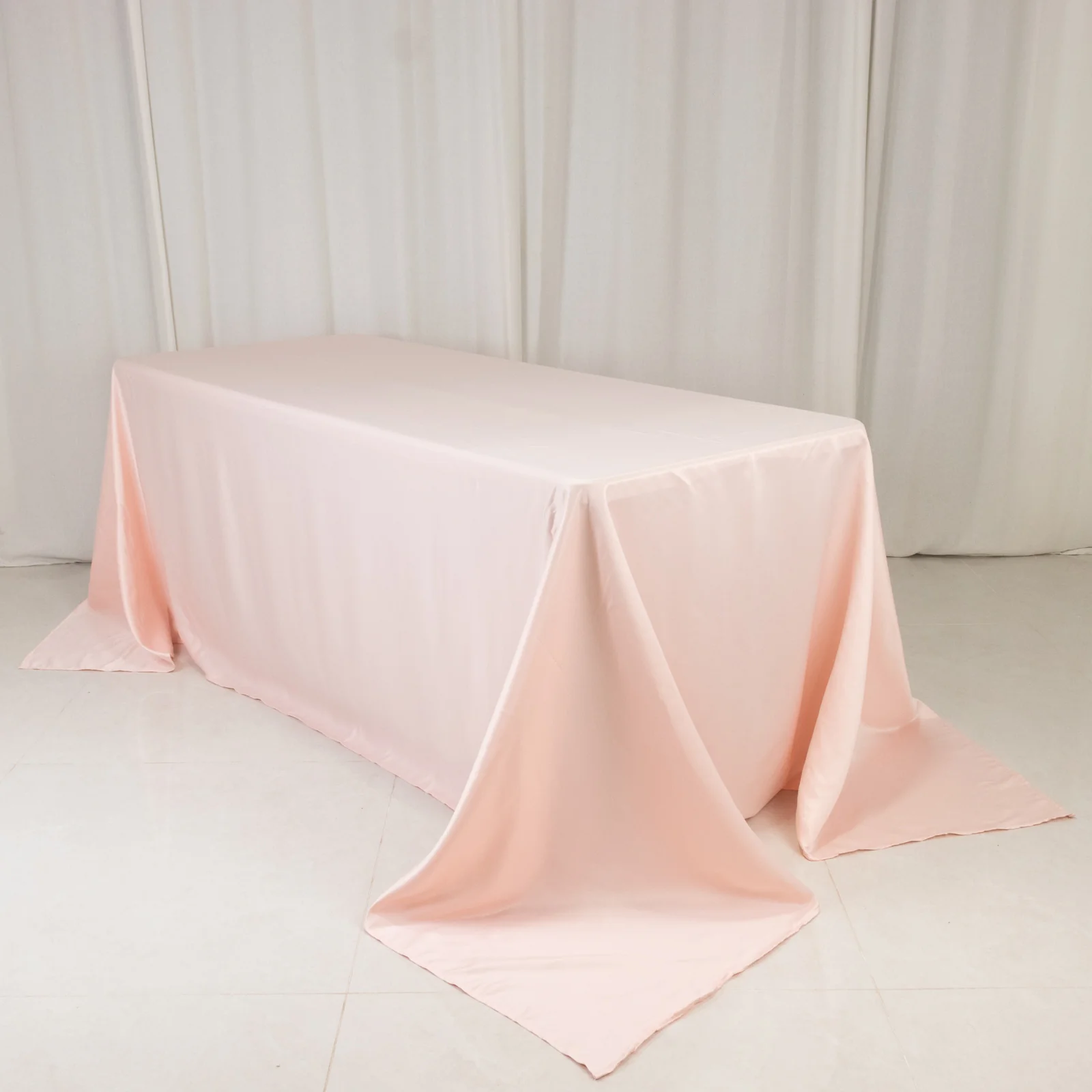 Lamour Satin Rectangle Tablecloth 90"x132" Blush - Seamless Table Cover