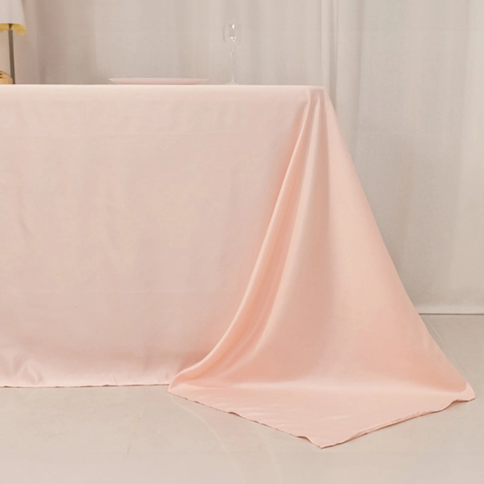 Lamour Satin Rectangle Tablecloth 90"x132" Blush - Seamless Table Cover - Image 6