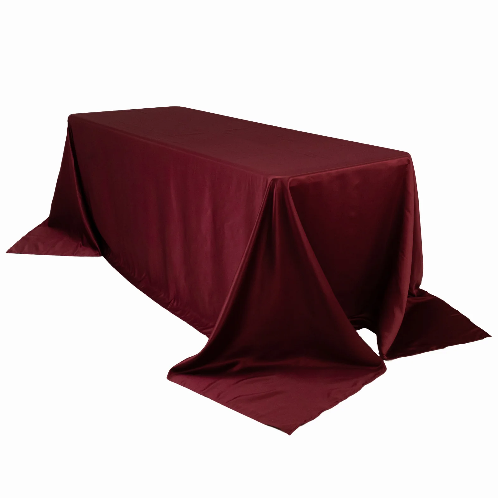 Lamour Satin Rectangle Tablecloth 90"x132" Burgundy - Seamless Table Cover - Image 8