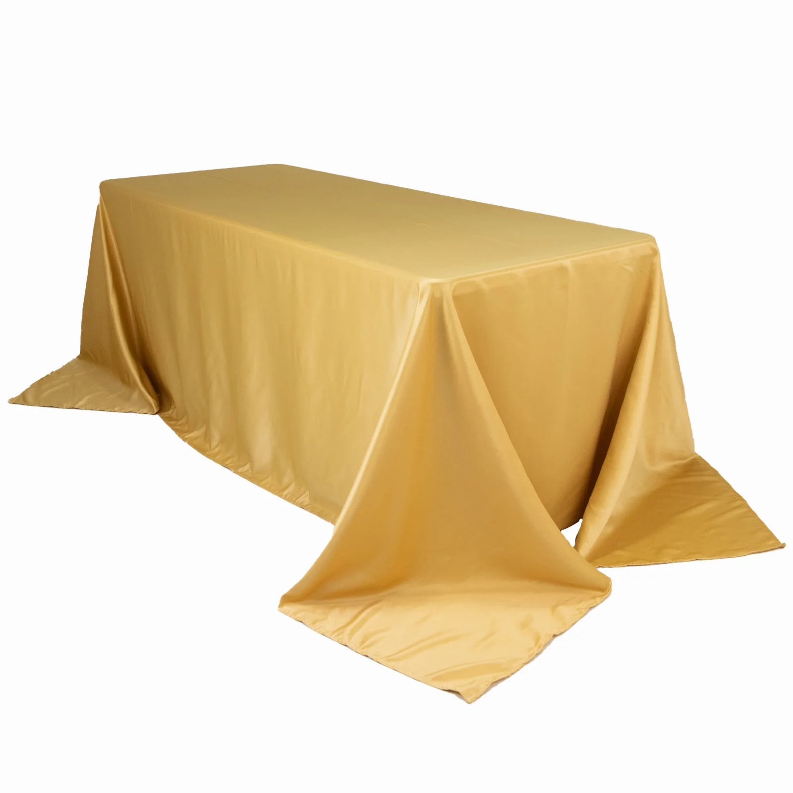 Lamour Satin Rectangle Tablecloth 90"x132" Champagne - Seamless Table Cover - Image 2