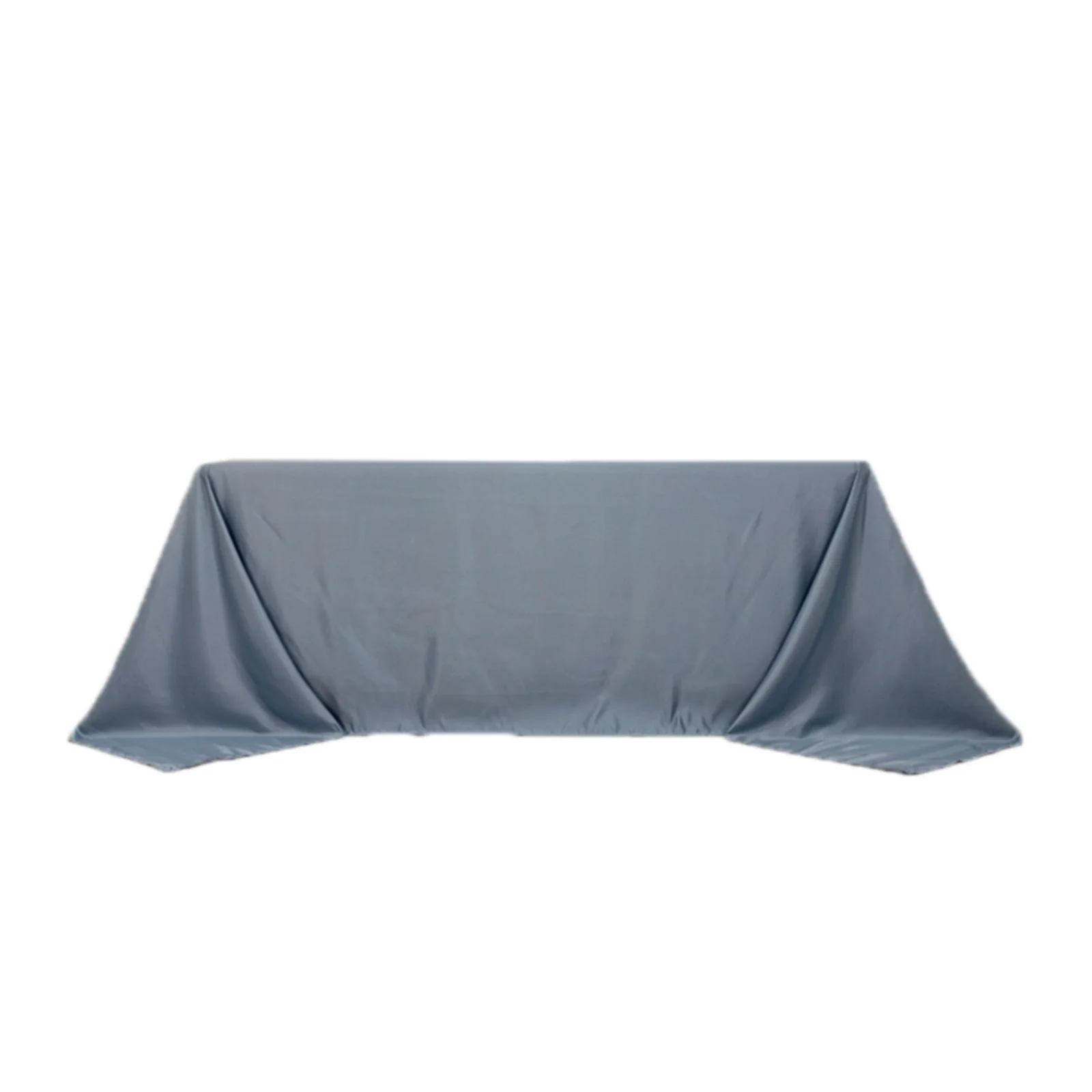 Lamour Satin Rectangle Tablecloth 90"x132" Dusty Blue - Seamless Table Cover - Image 4