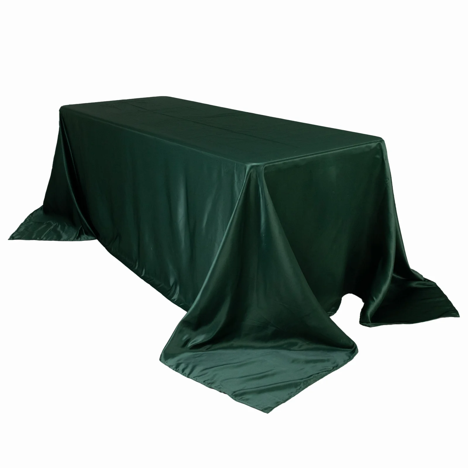 Lamour Satin Rectangle Tablecloth 90"x132" Hunter Emerald Green - Seamless Table Cover - Image 8