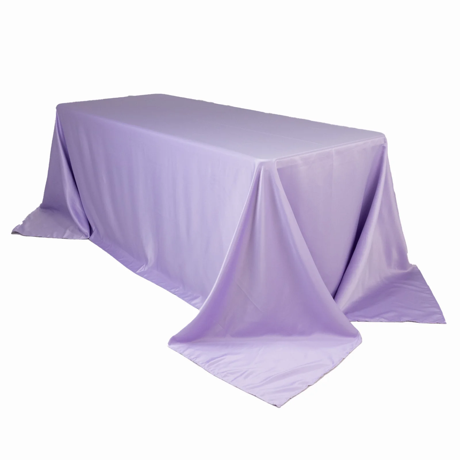 Lamour Satin Rectangle Tablecloth 90"x132" Lavender Lilac - Seamless Table Cover - Image 7