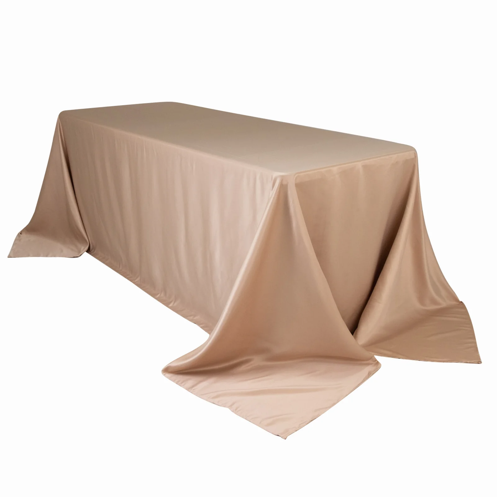 Lamour Satin Rectangle Tablecloth 90"x132" Nude - Seamless Table Cover - Image 3