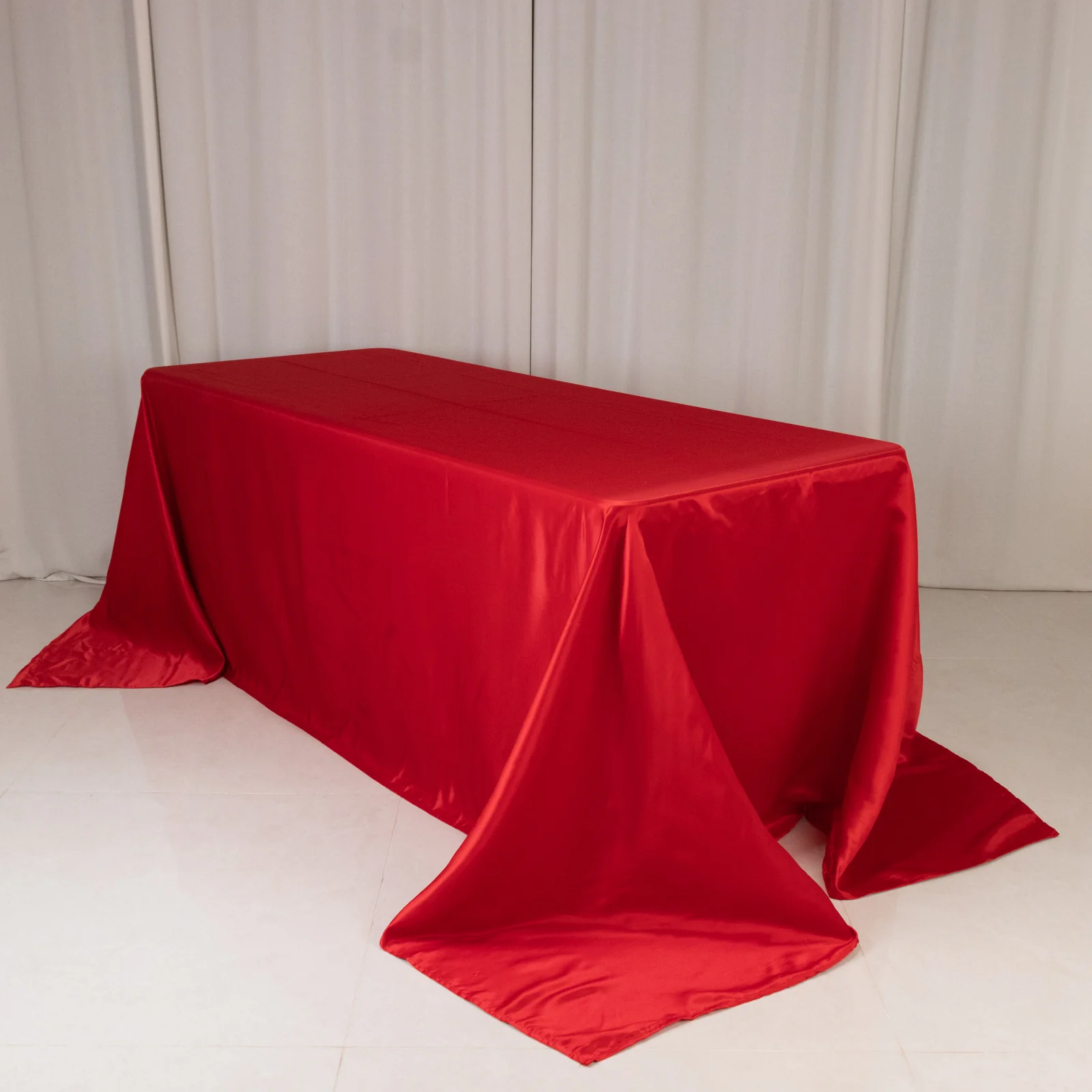Lamour Satin Rectangle Tablecloth 90"x132" Red - Seamless Table Cover
