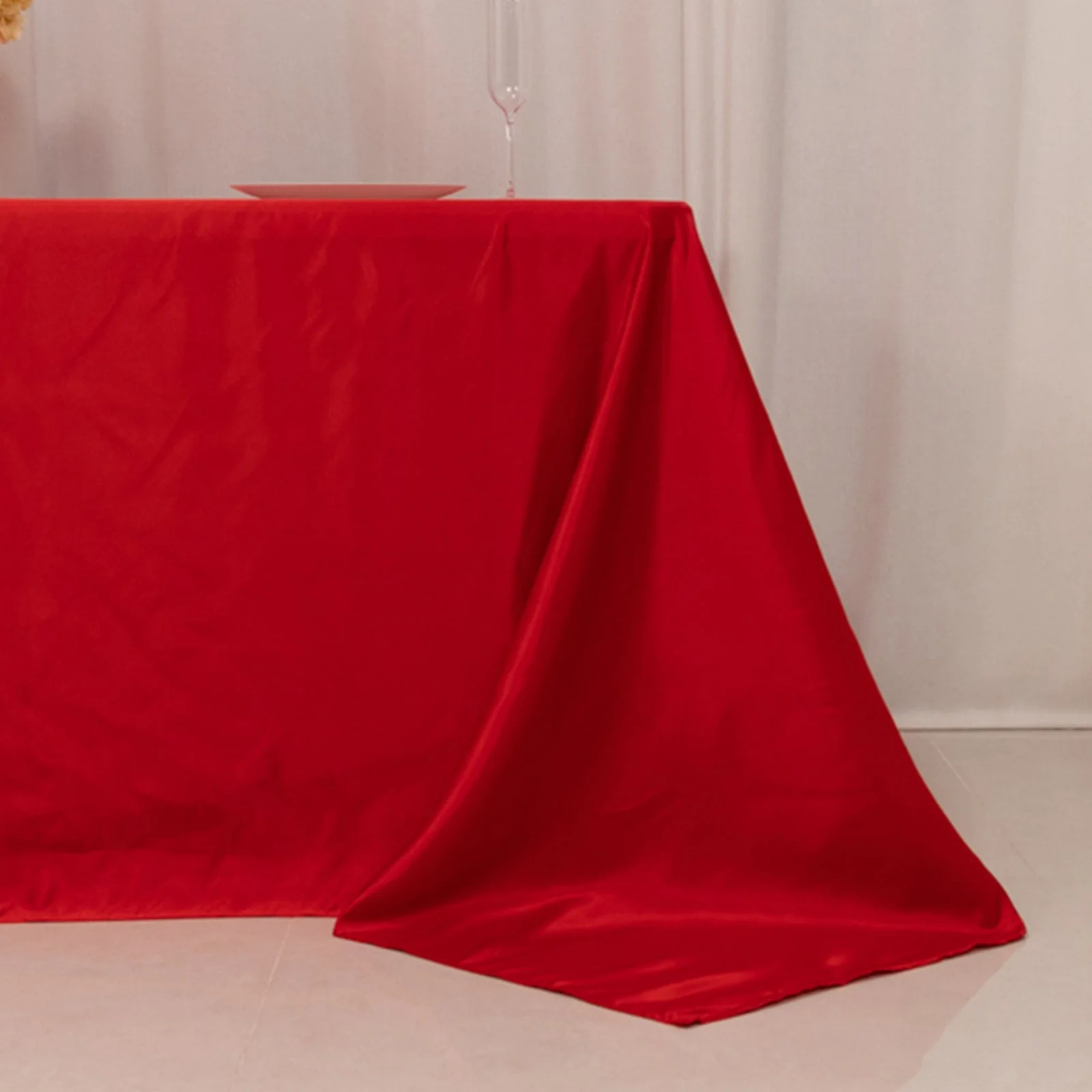 Lamour Satin Rectangle Tablecloth 90"x132" Red - Seamless Table Cover - Image 8