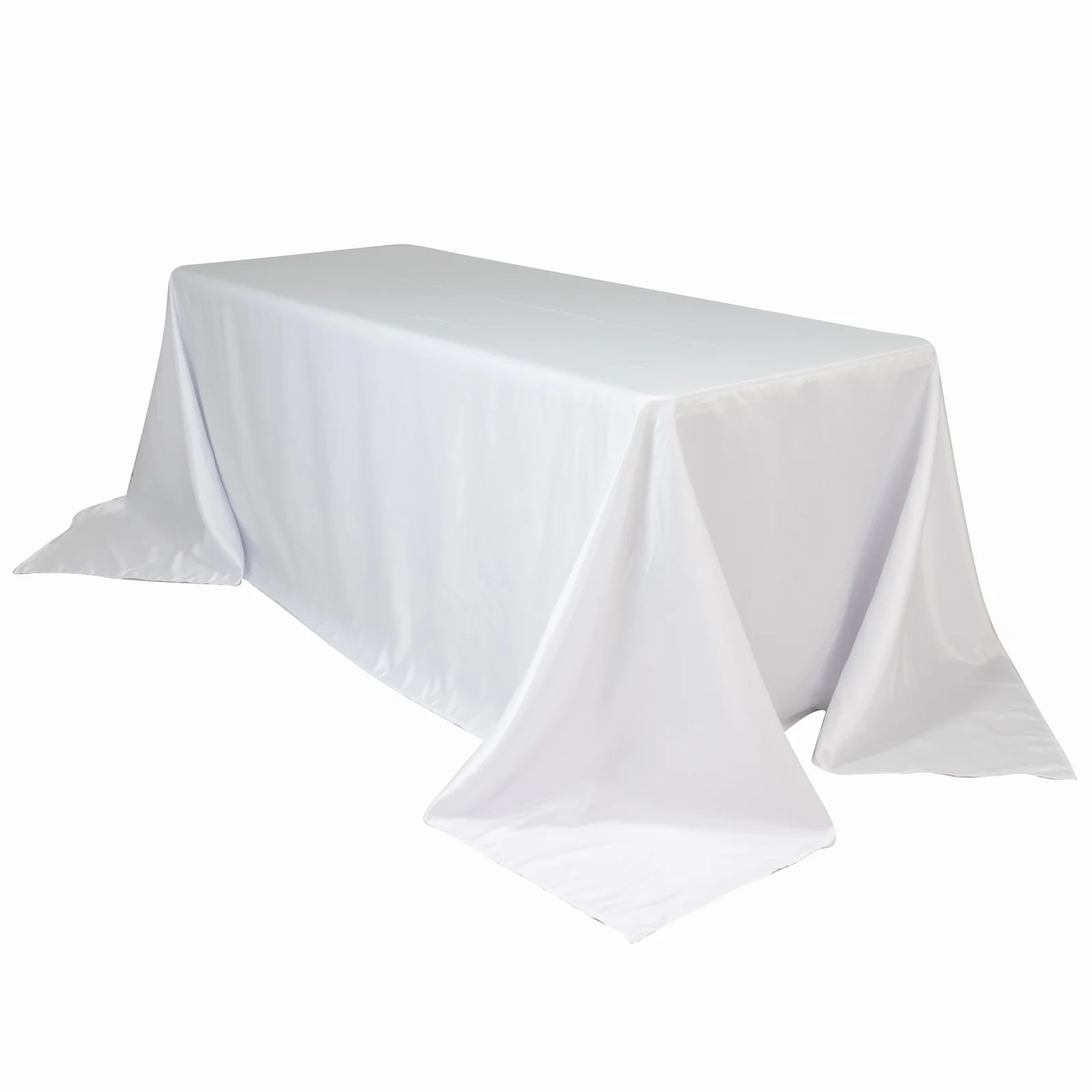Lamour Satin Rectangle Tablecloth 90"x132" White - Exquisite Seamless Table Cover for Upscale Events - Image 3