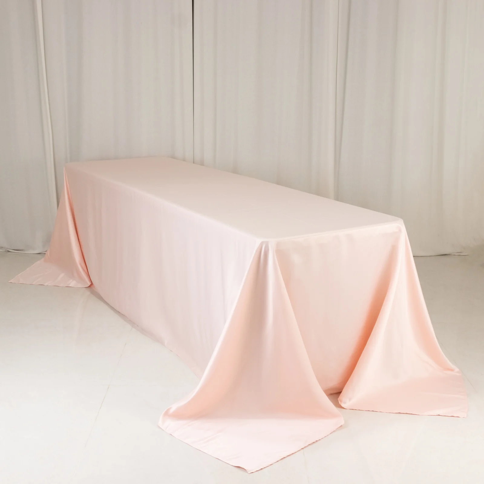 Lamour Satin Rectangle Tablecloth 90"x156" Blush - Soft Sheen Seamless Table Cover