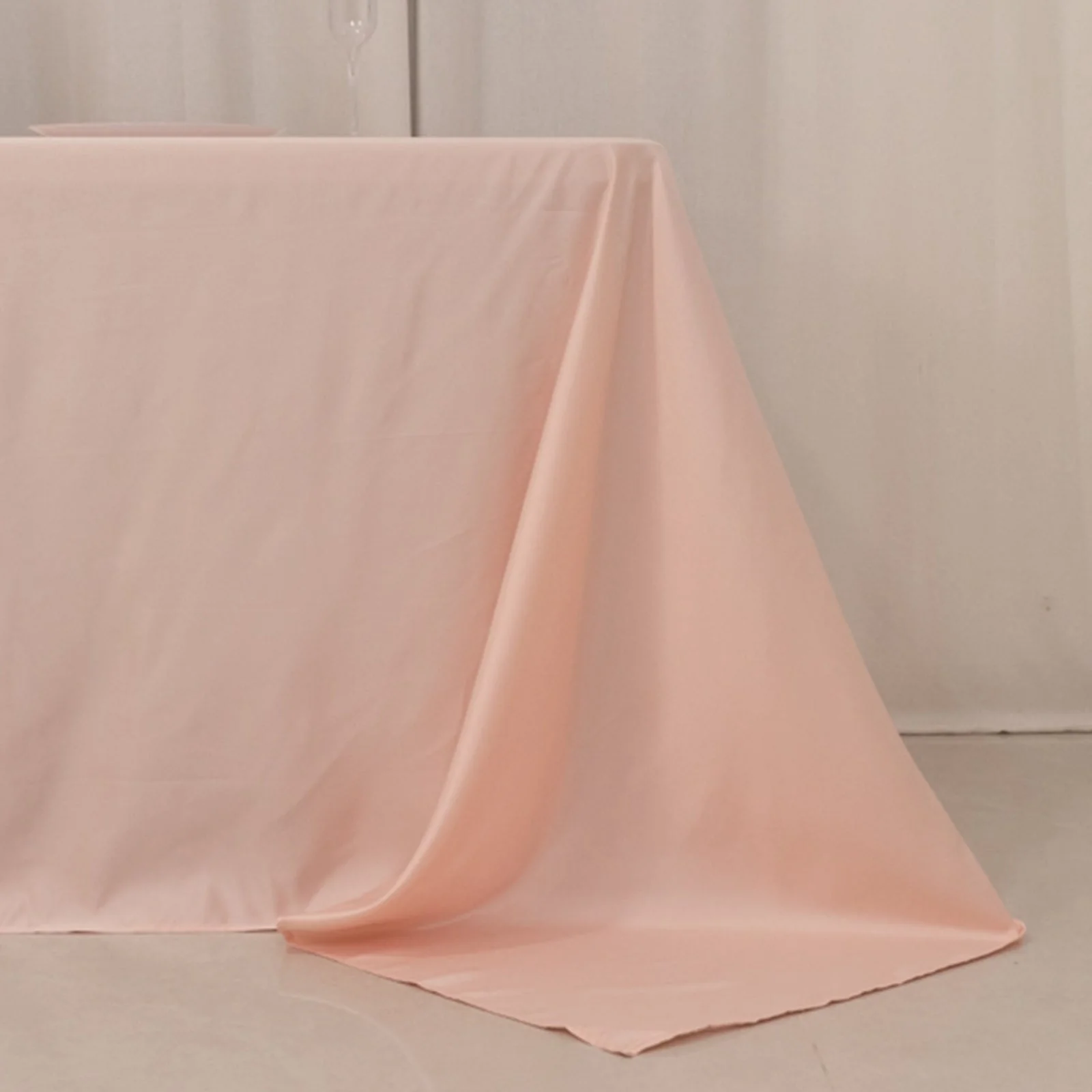 Lamour Satin Rectangle Tablecloth 90"x156" Blush - Soft Sheen Seamless Table Cover - Image 2