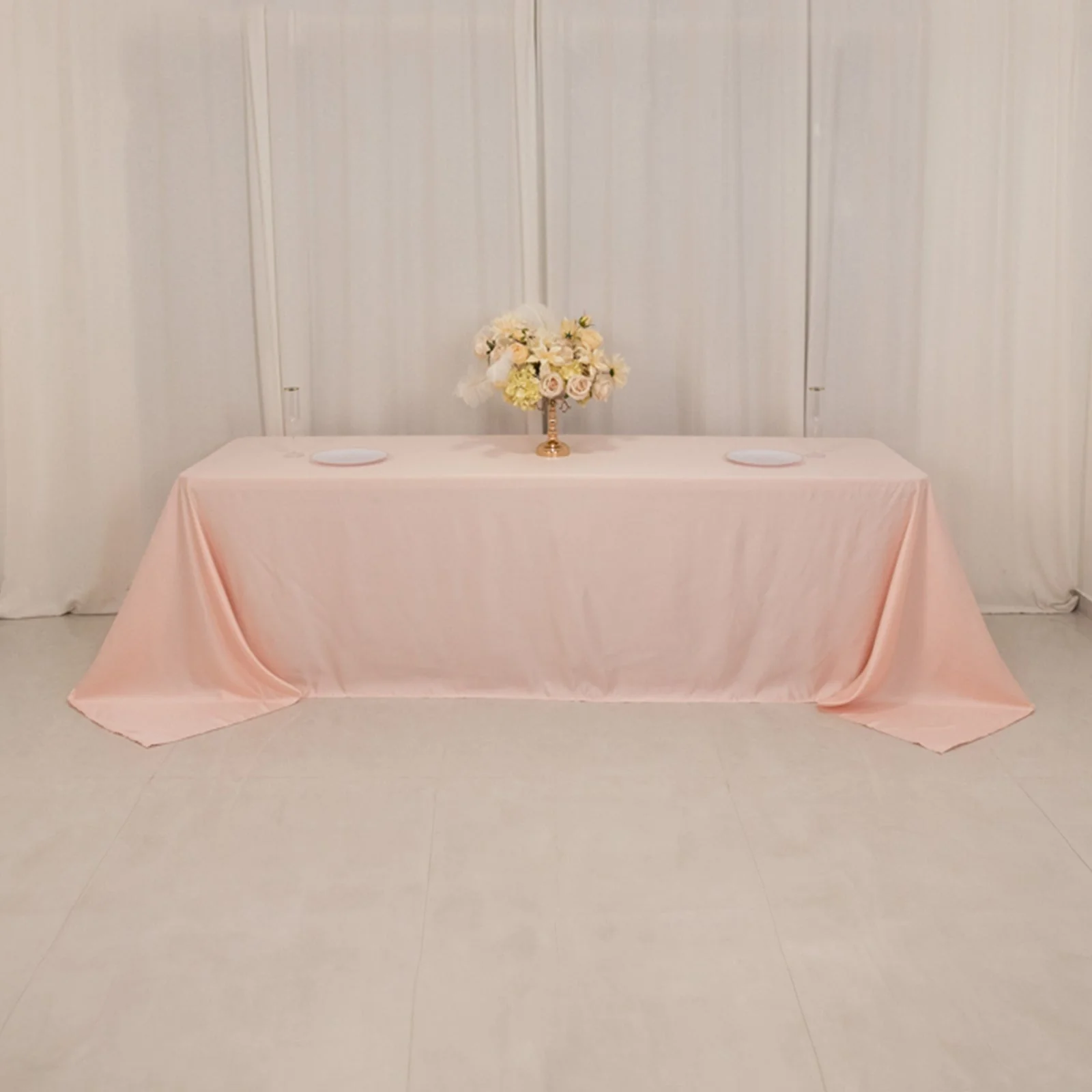 Lamour Satin Rectangle Tablecloth 90"x156" Blush - Soft Sheen Seamless Table Cover - Image 5
