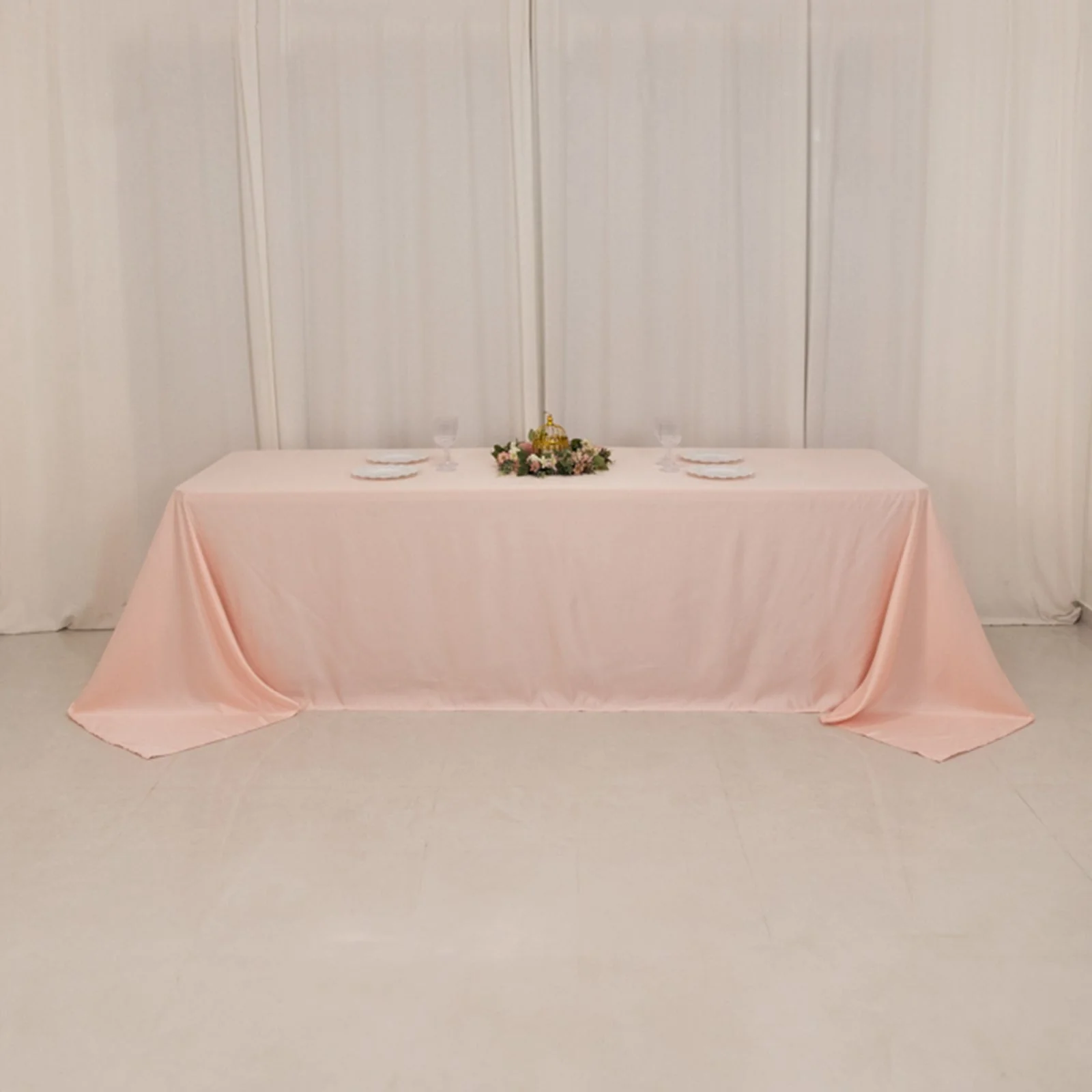 Lamour Satin Rectangle Tablecloth 90"x156" Blush - Soft Sheen Seamless Table Cover - Image 7