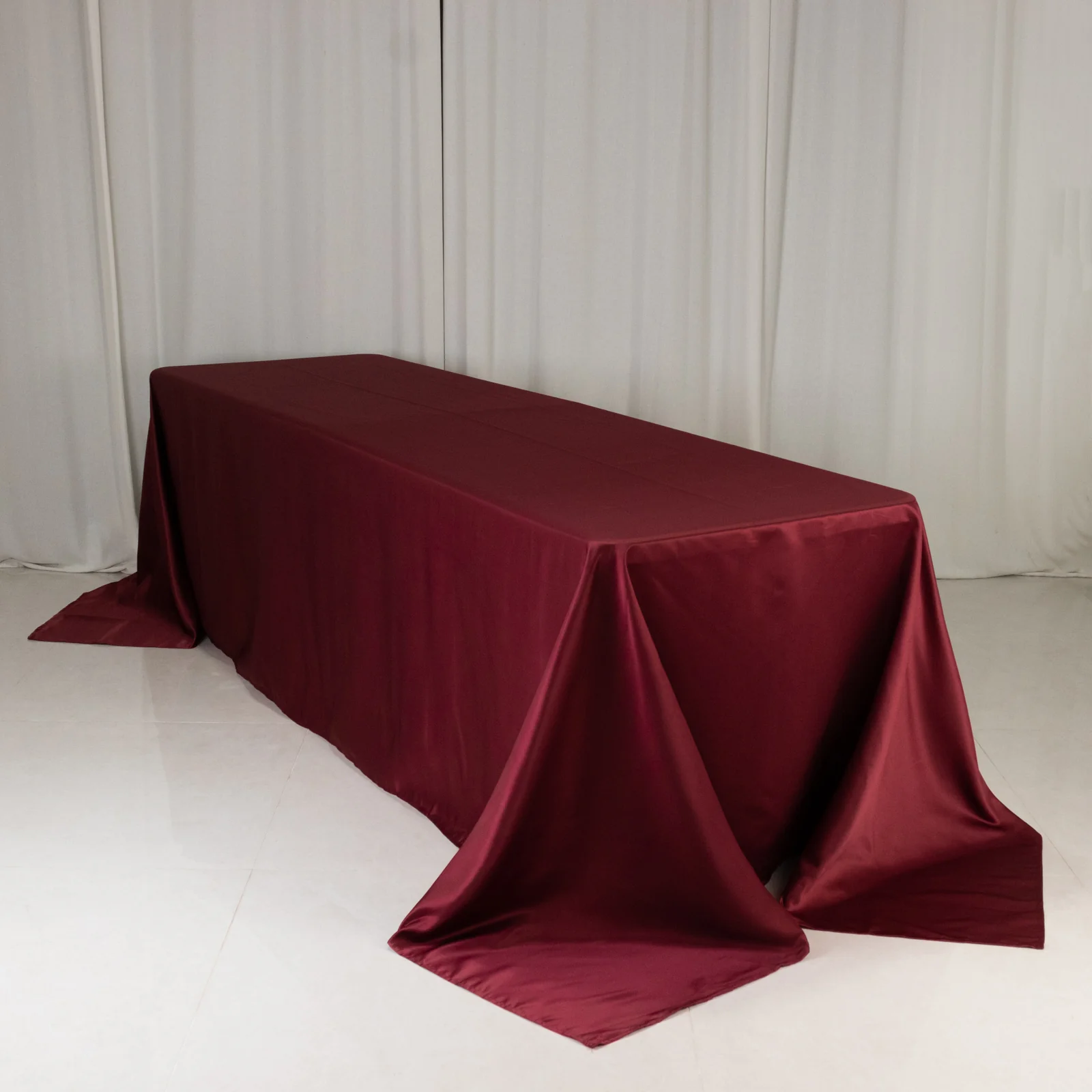 Lamour Satin Rectangle Tablecloth 90"x156" Burgundy - Soft Sheen Seamless Table Cover