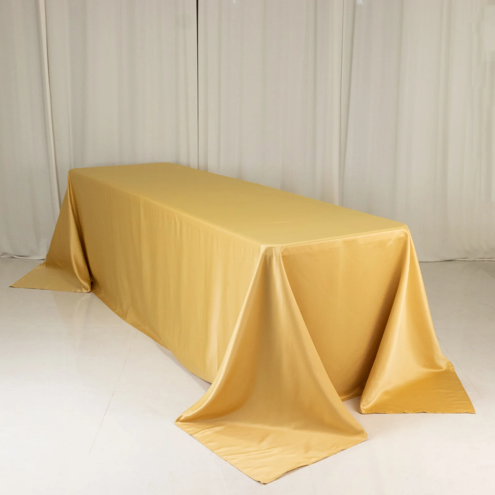 Lamour Satin Rectangle Tablecloth 90"x156" Champagne - Soft Sheen Seamless Table Cover