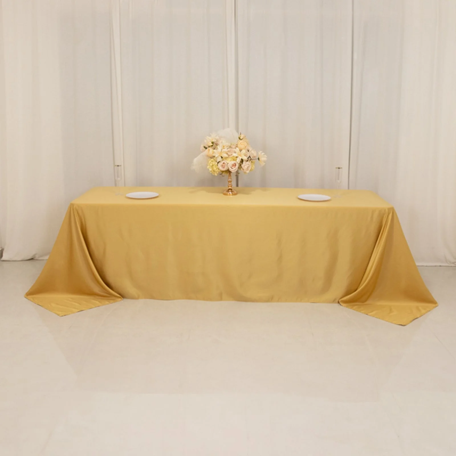 Lamour Satin Rectangle Tablecloth 90"x156" Champagne - Soft Sheen Seamless Table Cover - Image 6