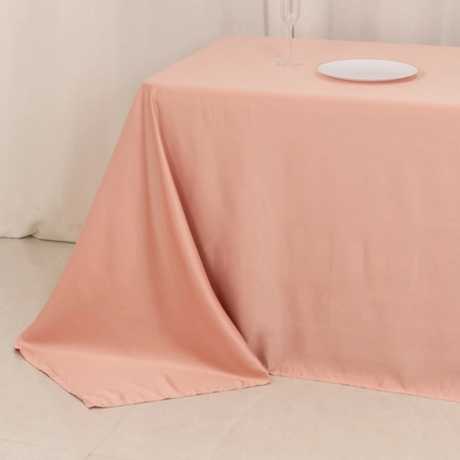 Lamour Satin Rectangle Tablecloth 90"x156" Dusty Rose - Soft Sheen Seamless Table Cover - Image 6