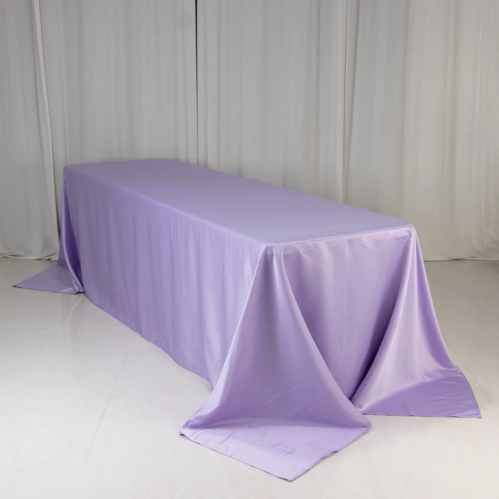 Lamour Satin Rectangle Tablecloth 90"x156" Lavender Lilac - Soft Sheen Seamless Table Cover