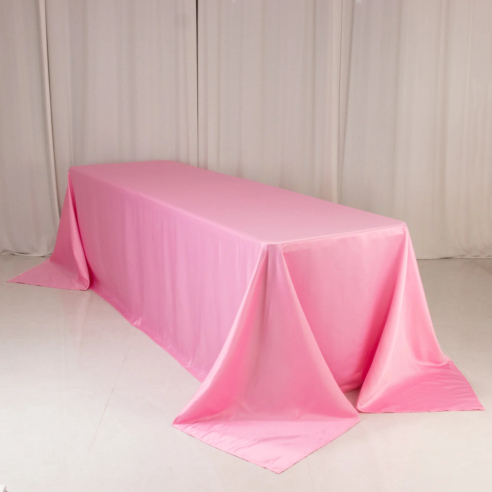Lamour Satin Rectangle Tablecloth 90"x156" Pink - Soft Sheen Seamless Table Cover