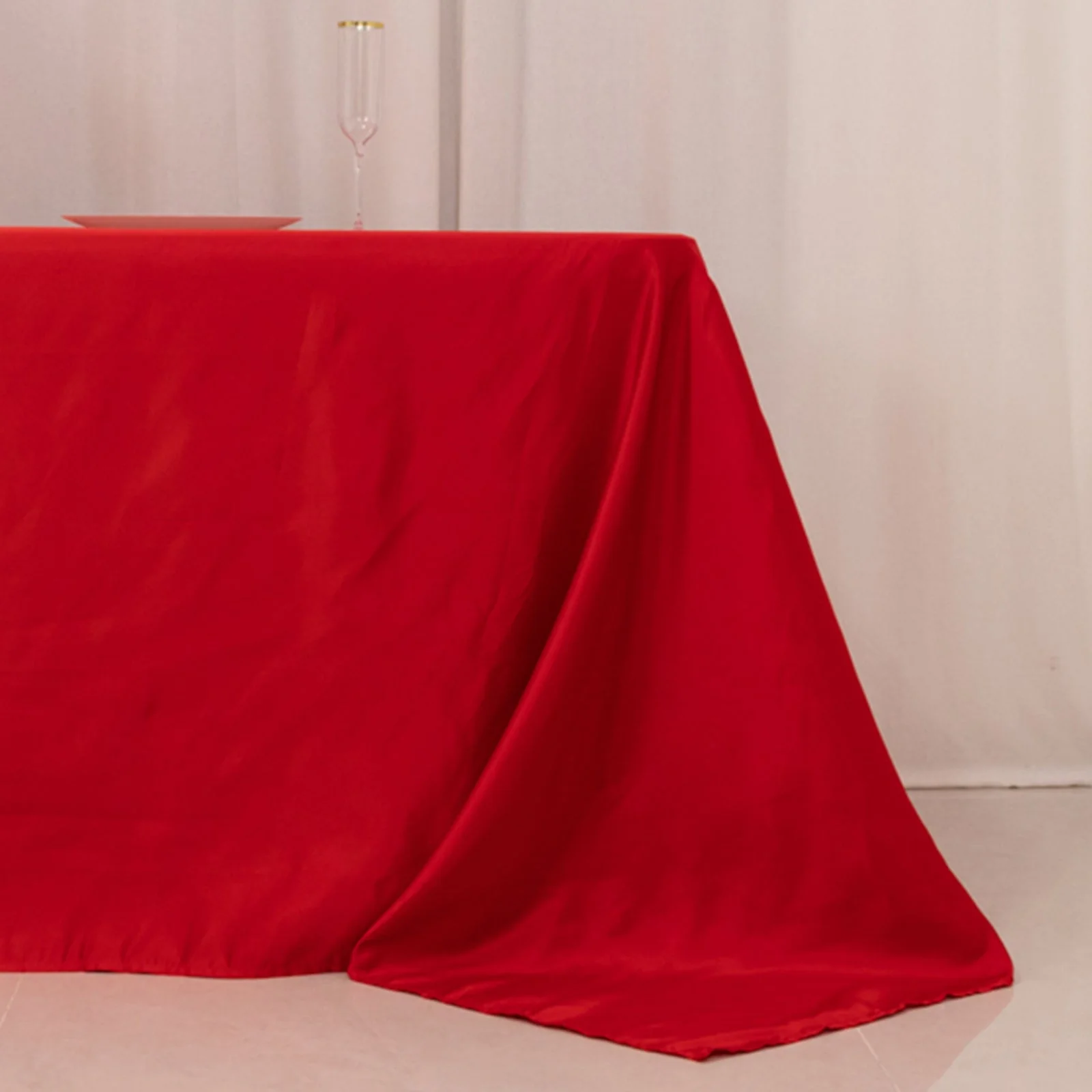 Lamour Satin Rectangle Tablecloth 90"x156" Red - Soft Sheen Seamless Table Cover - Image 2