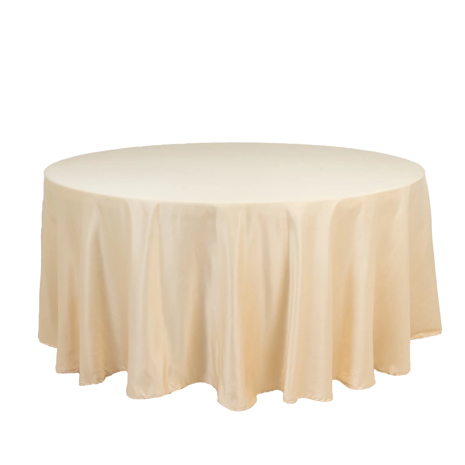 Lamour Satin Round Tablecloth 108" Beige - Soft Tempered Sheen Table Cover - Image 3