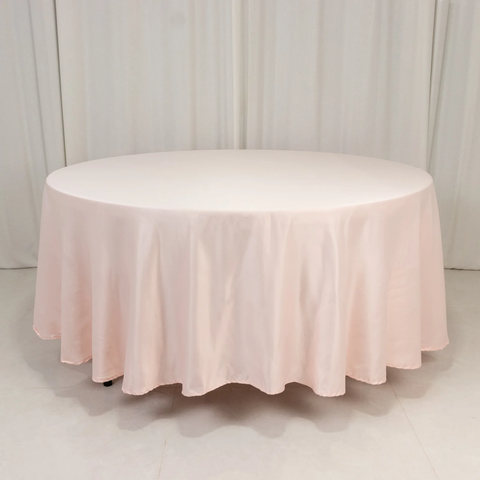 Lamour Satin Round Tablecloth 108" Blush - Soft Tempered Sheen Table Cover