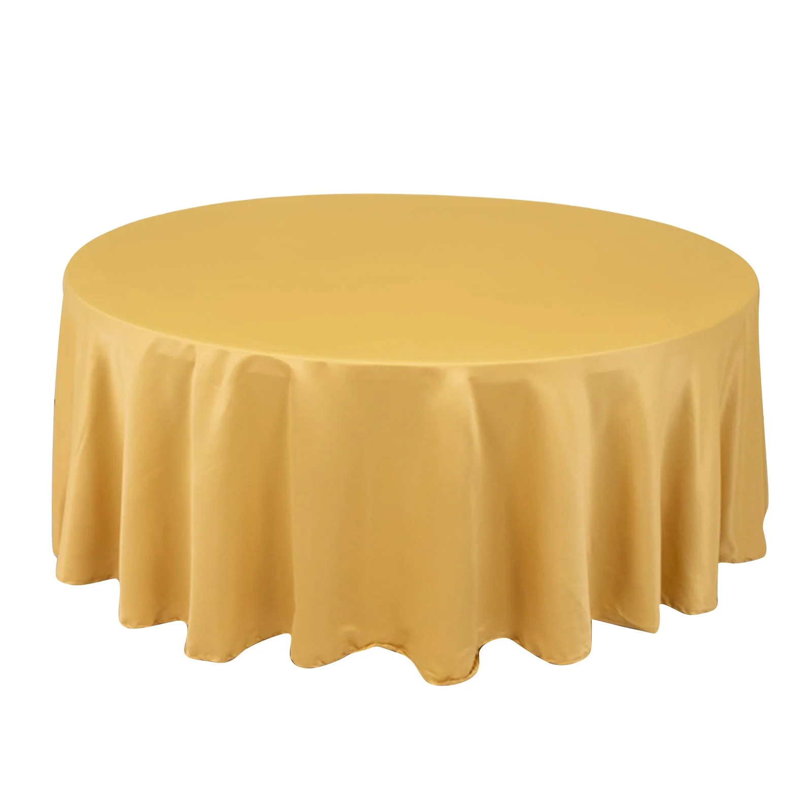 Lamour Satin Round Tablecloth 108" Champagne - Soft Tempered Sheen Table Cover - Image 3