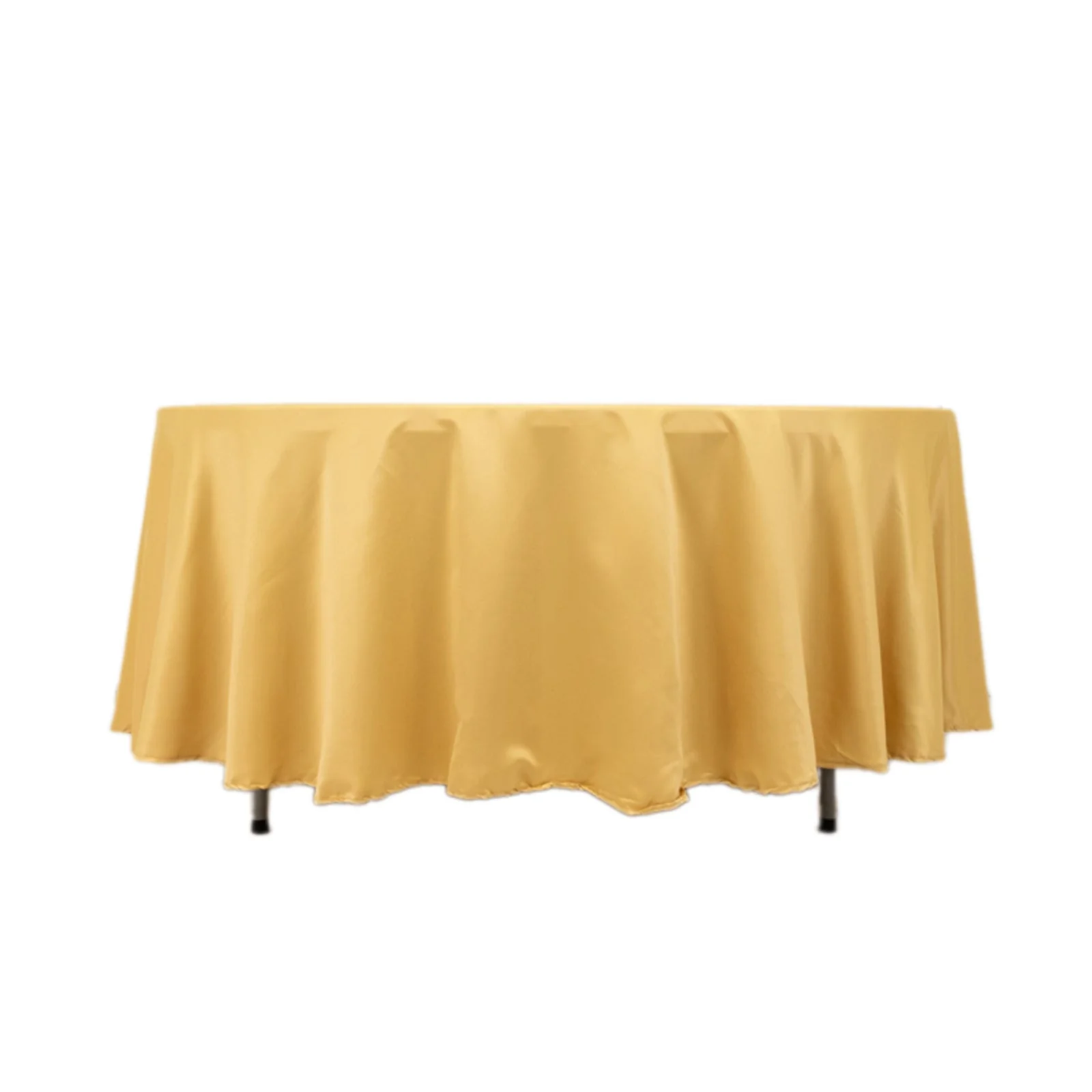 Lamour Satin Round Tablecloth 108" Champagne - Soft Tempered Sheen Table Cover - Image 7
