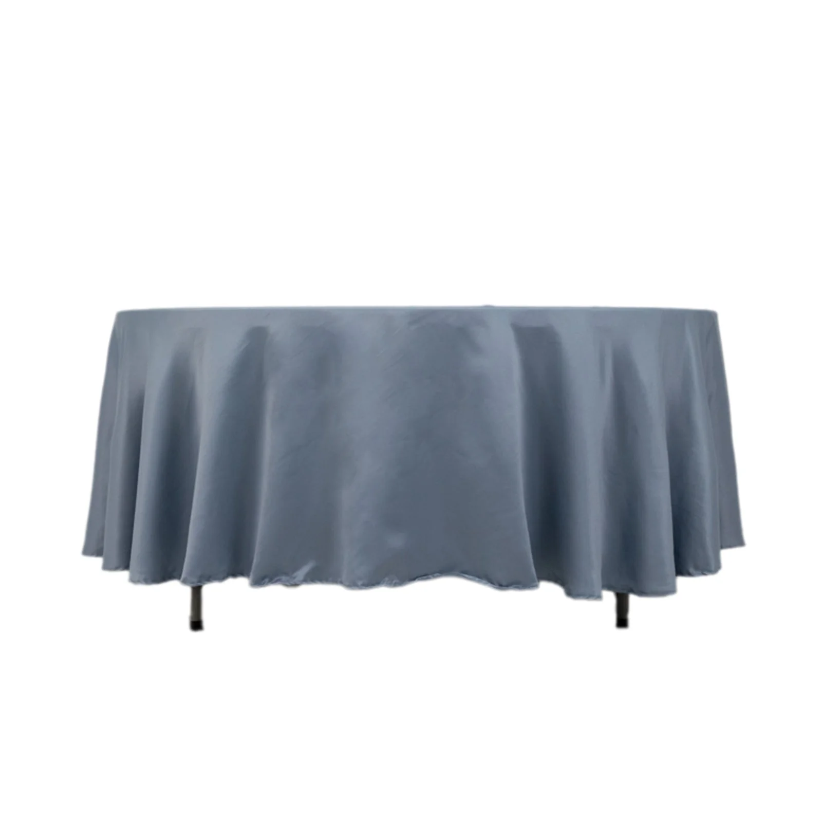 Lamour Satin Round Tablecloth 108" Dusty Blue - Soft Tempered Sheen Table Cover - Image 8