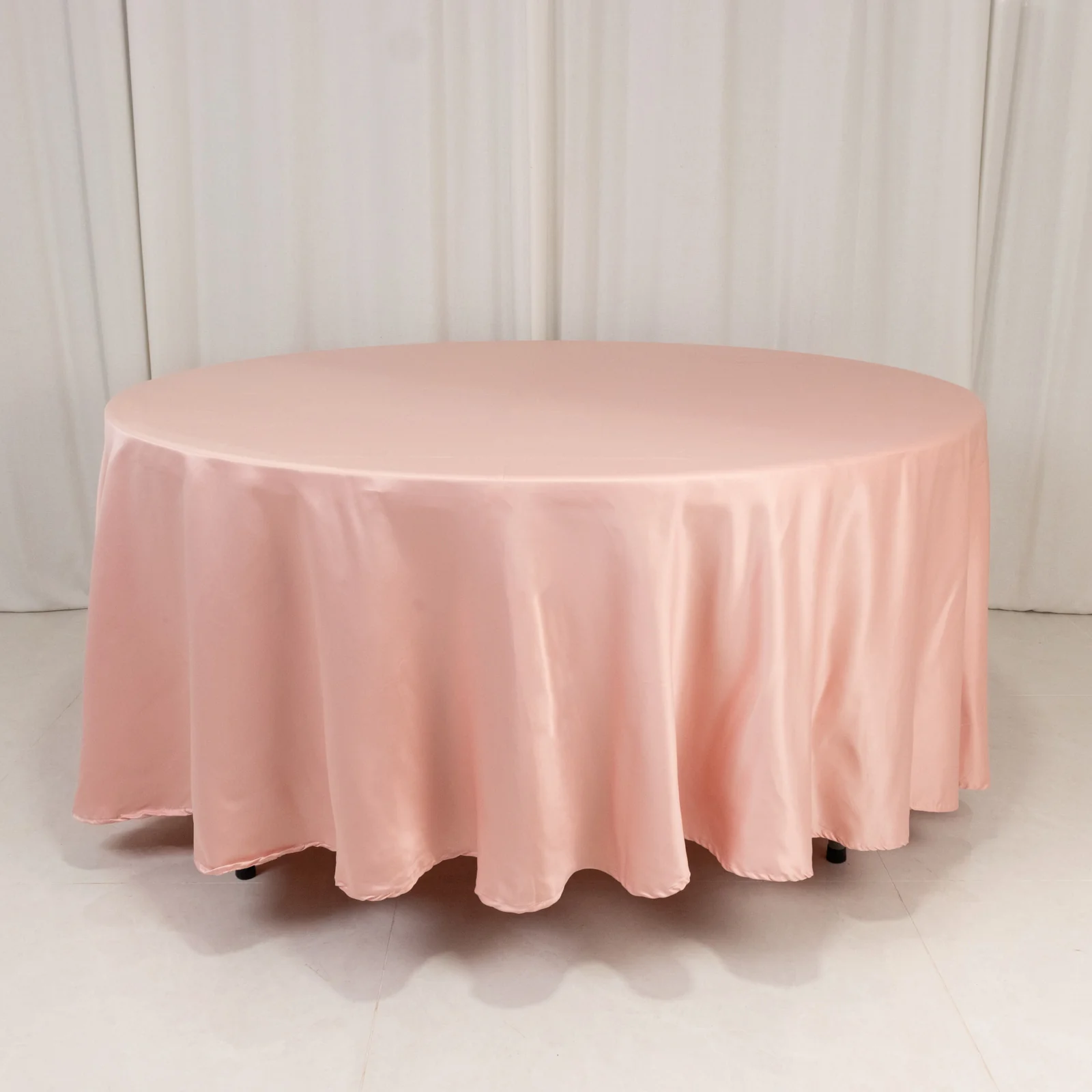Lamour Satin Round Tablecloth 108" Dusty Rose - Soft Tempered Sheen Table Cover