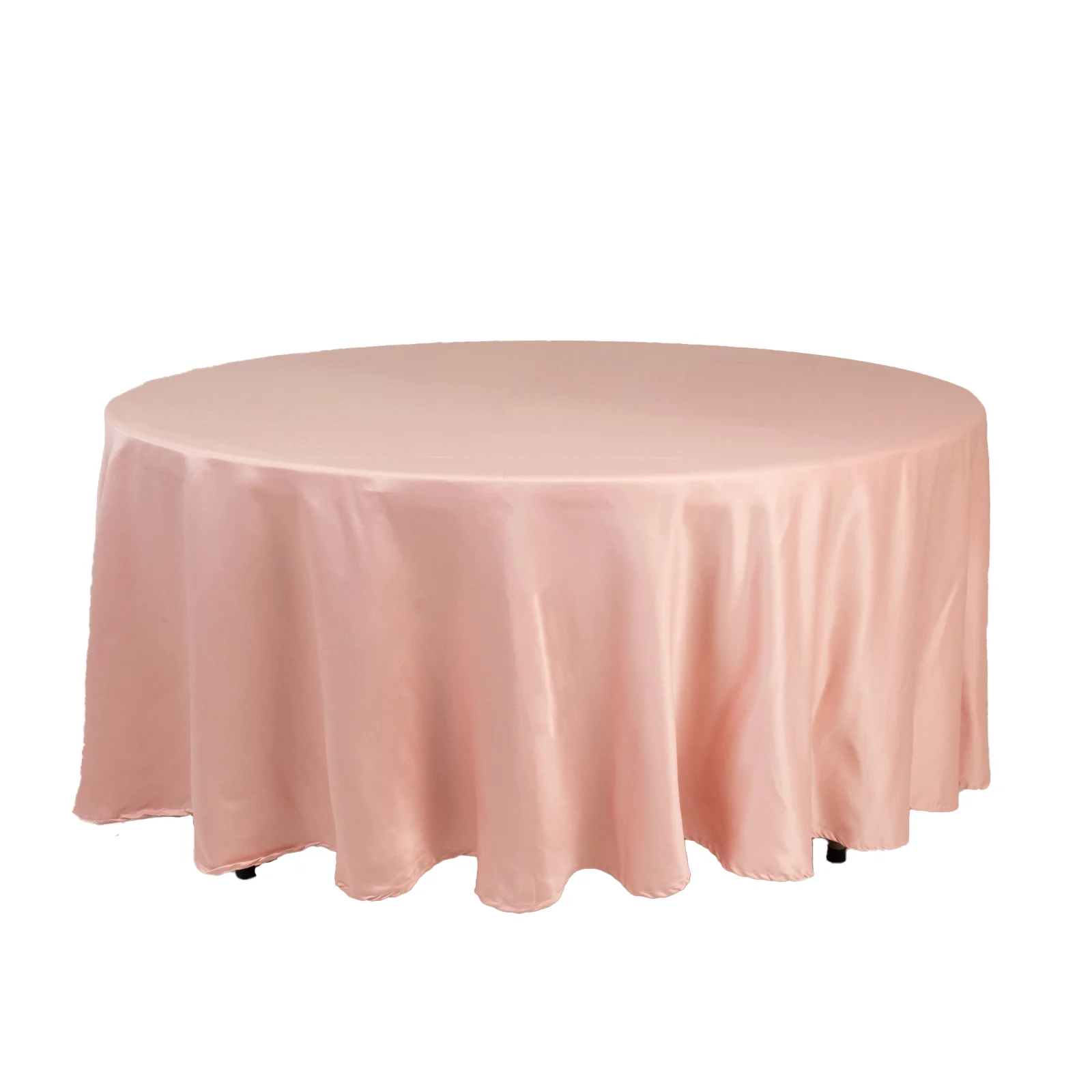 Lamour Satin Round Tablecloth 108" Dusty Rose - Soft Tempered Sheen Table Cover - Image 2