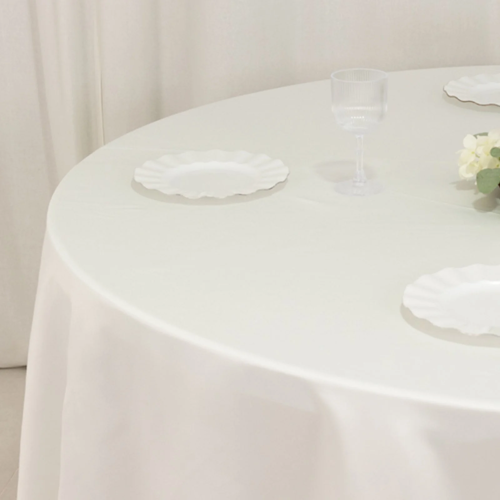 Lamour Satin Round Tablecloth 108" Ivory - Soft Tempered Sheen Table Cover - Image 6
