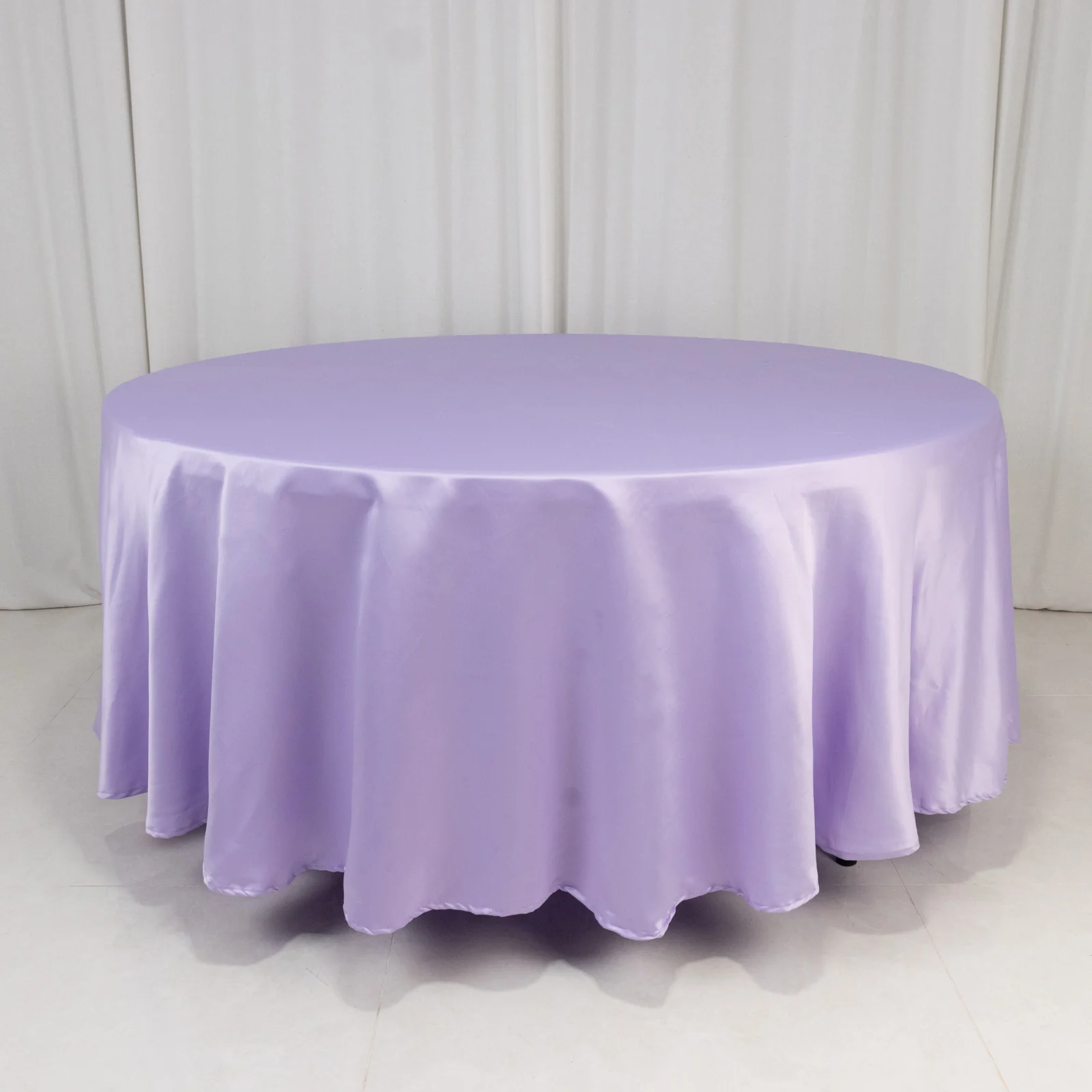 Lamour Satin Round Tablecloth 108" Lavender Lilac - Soft Tempered Sheen Table Cover