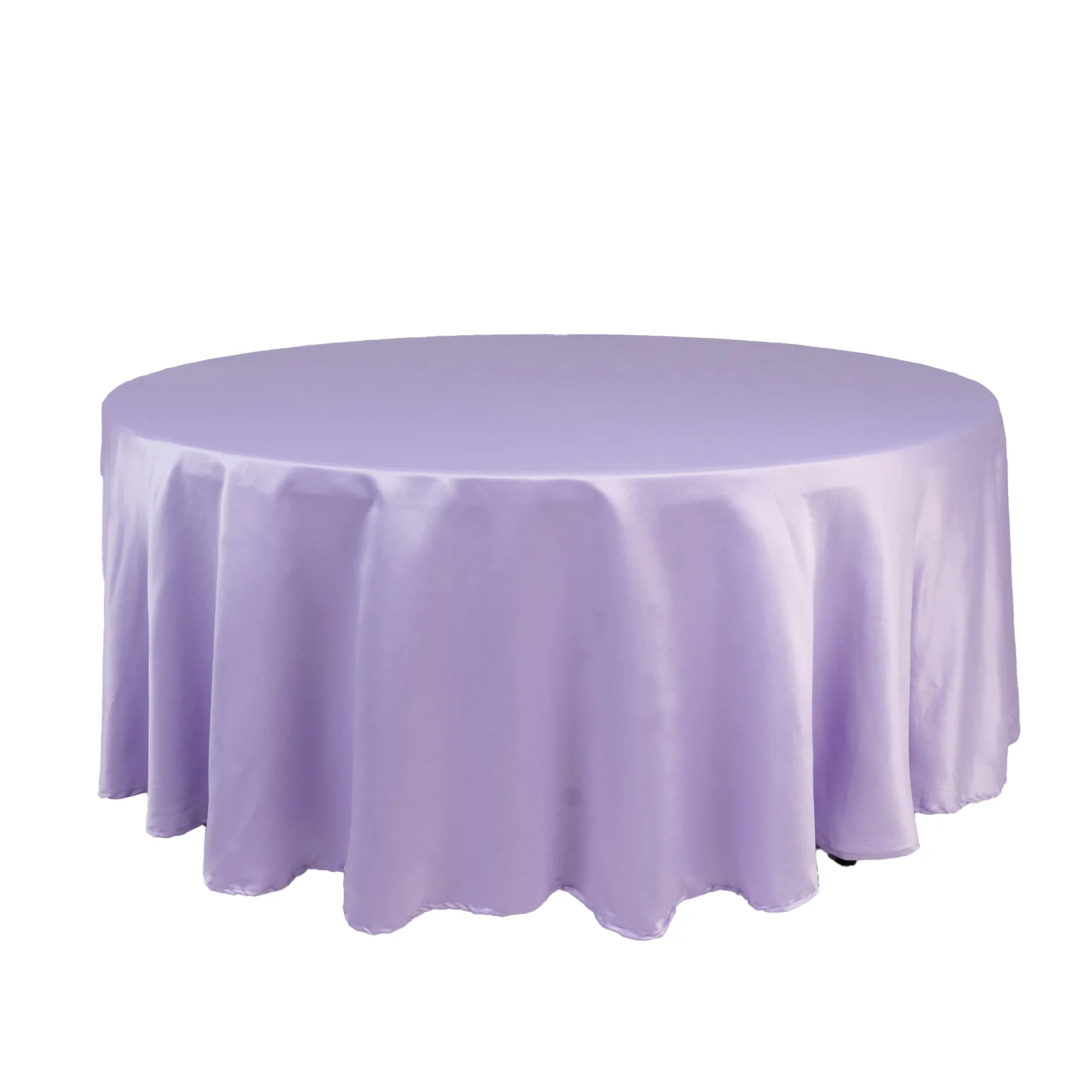 Lamour Satin Round Tablecloth 108" Lavender Lilac - Soft Tempered Sheen Table Cover - Image 3