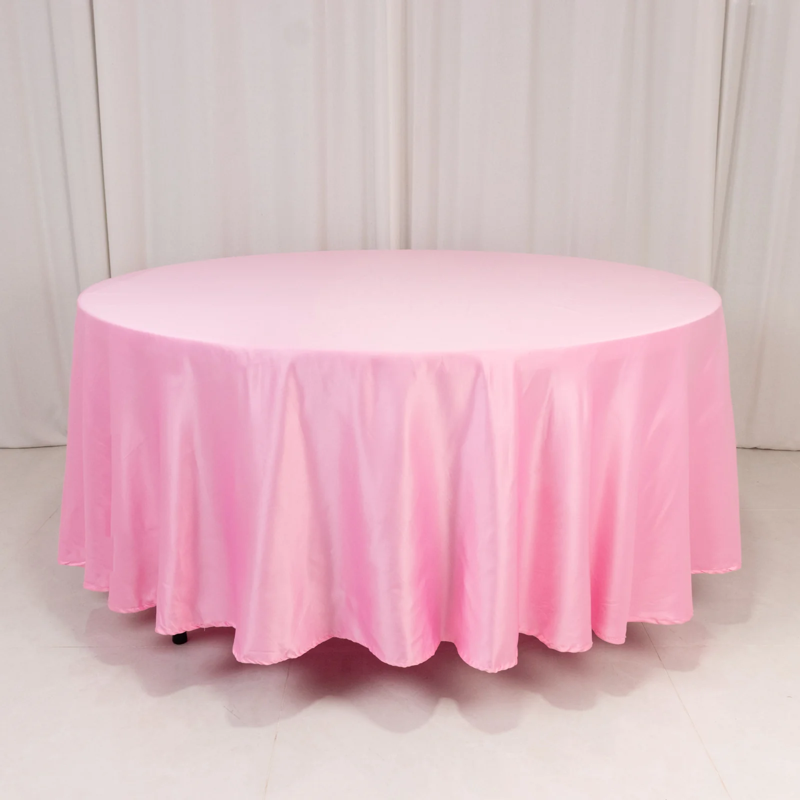 Lamour Satin Round Tablecloth 108" Pink - Soft Tempered Sheen Table Cover