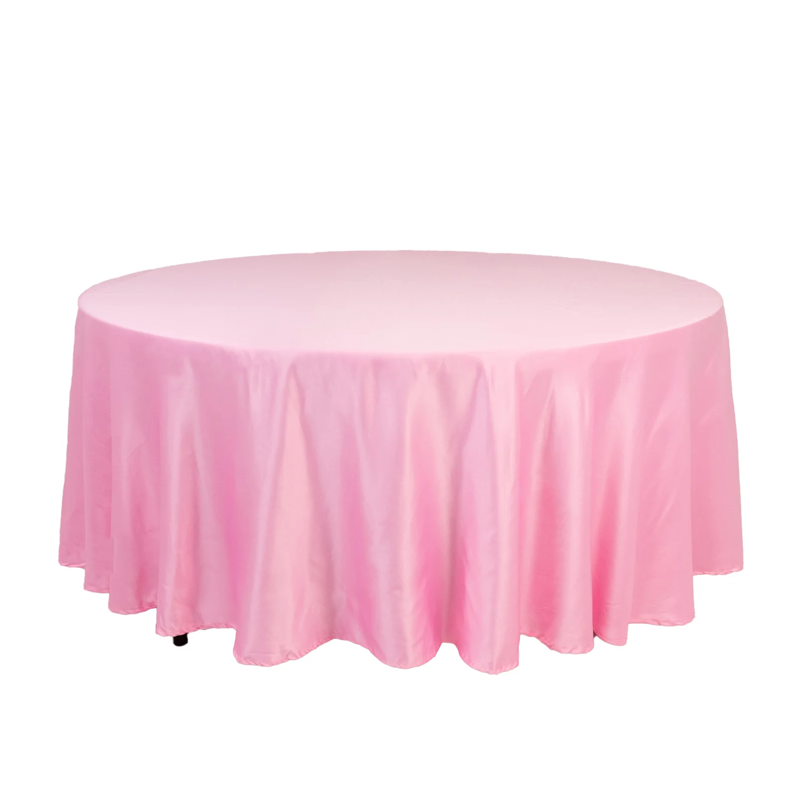 Lamour Satin Round Tablecloth 108" Pink - Soft Tempered Sheen Table Cover - Image 2