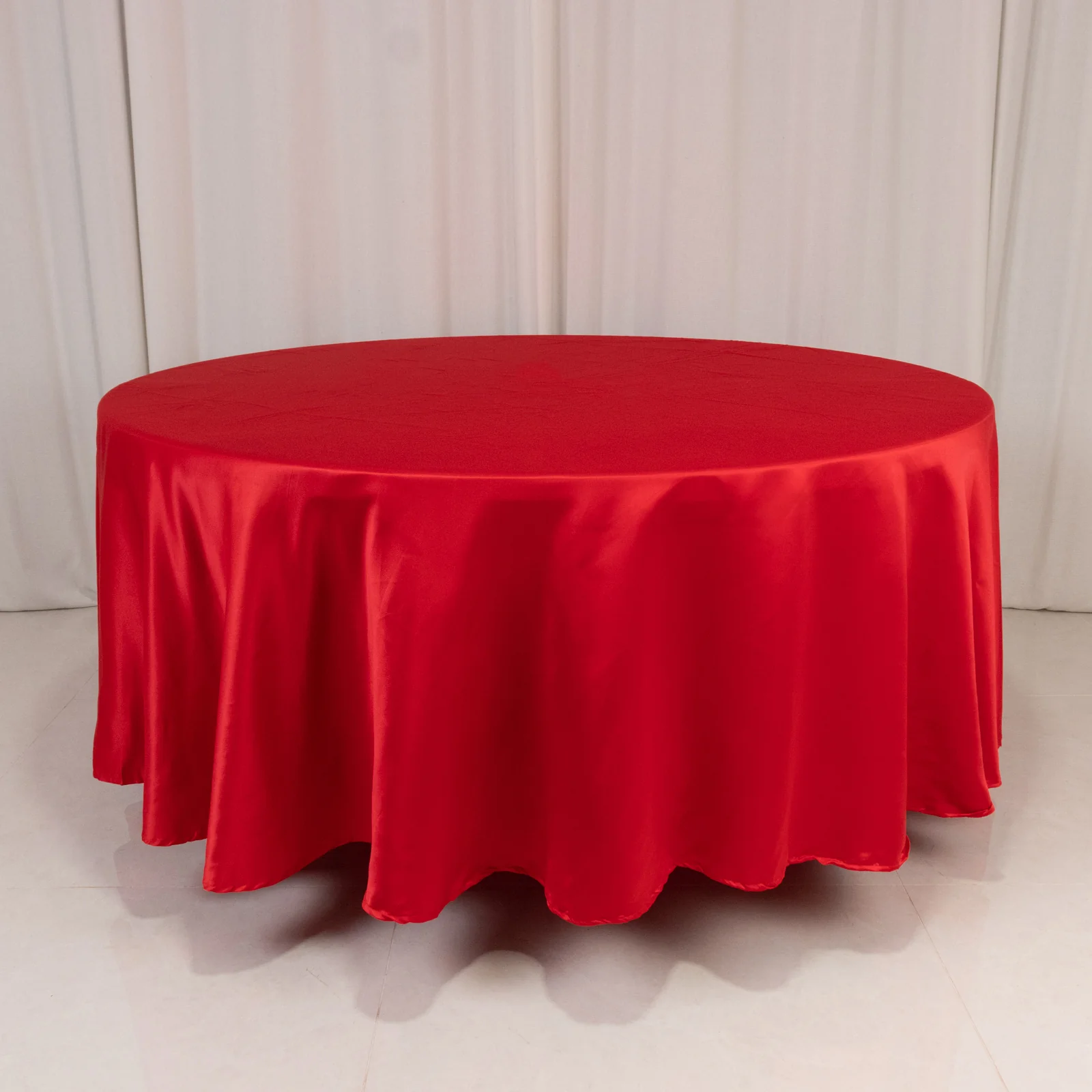 Lamour Satin Round Tablecloth 108" Red - Soft Tempered Sheen Table Cover