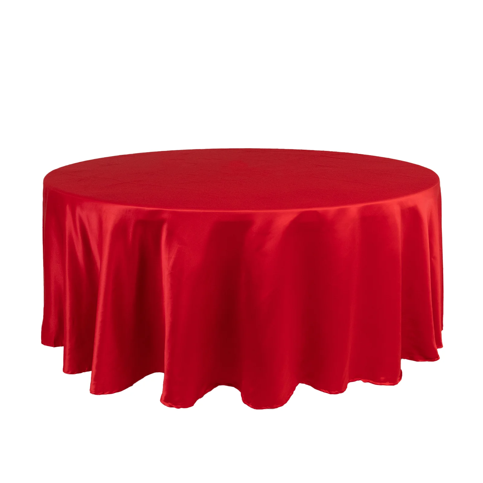 Lamour Satin Round Tablecloth 108" Red - Soft Tempered Sheen Table Cover - Image 3