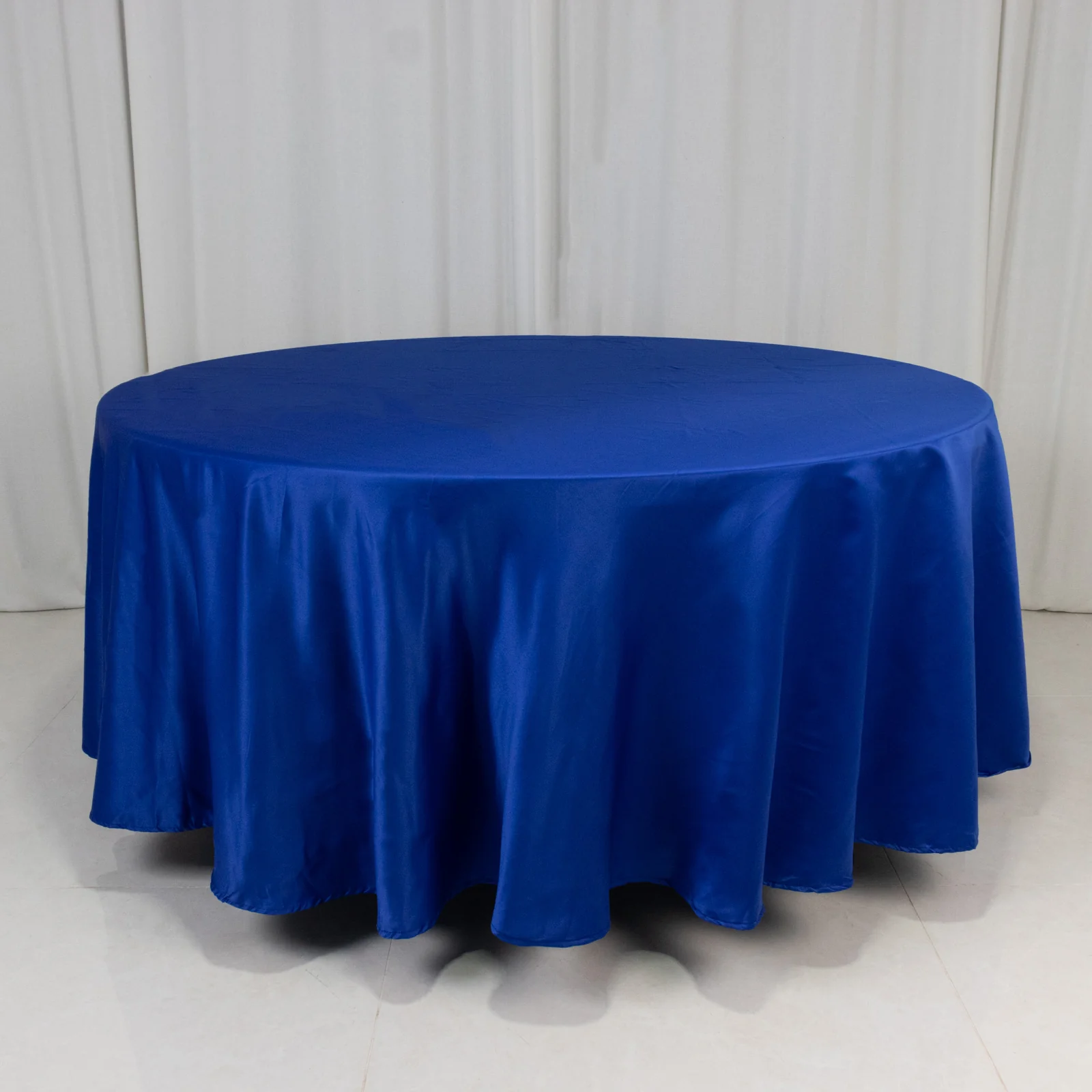 Lamour Satin Round Tablecloth 108" Royal Blue - Soft Tempered Sheen Table Cover