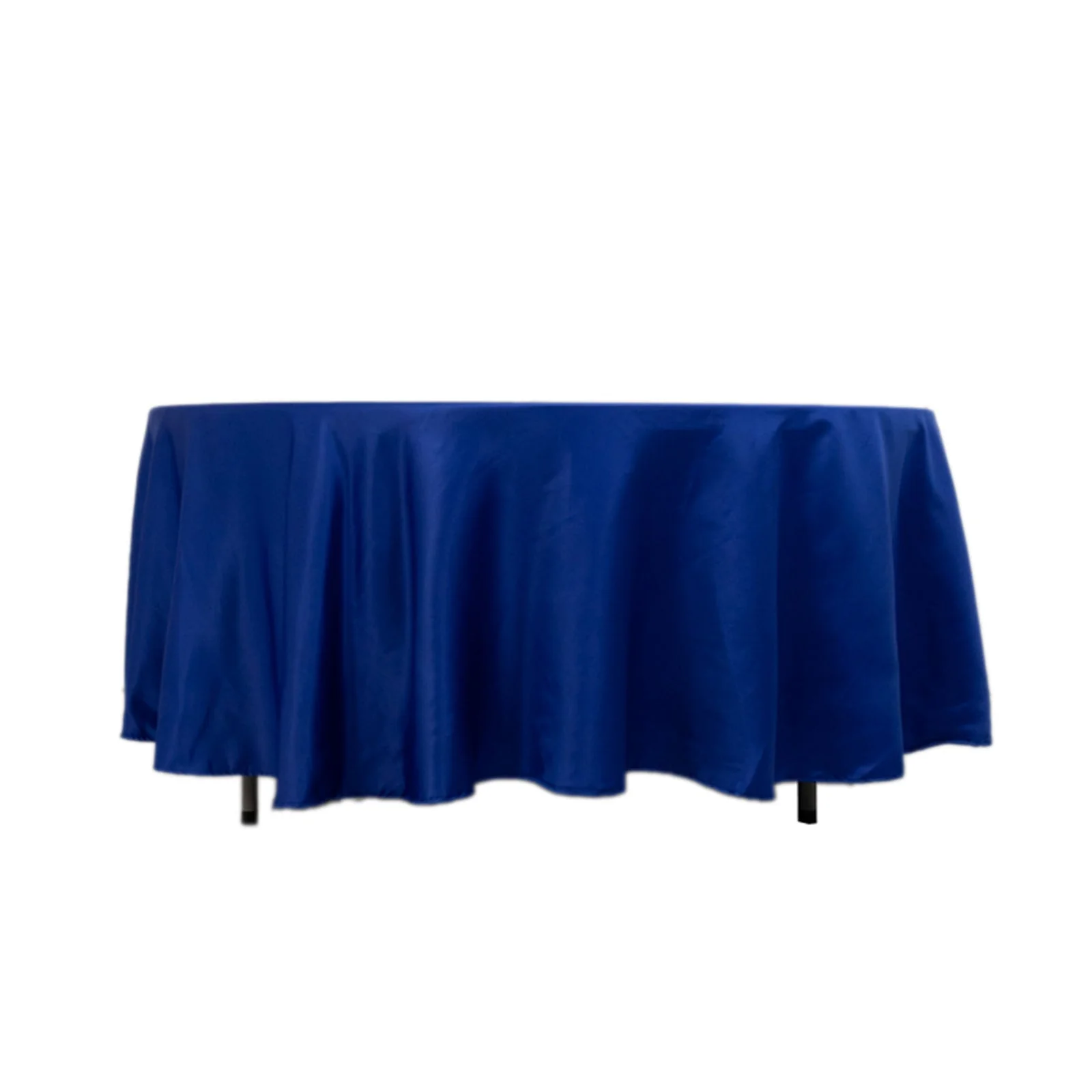 Lamour Satin Round Tablecloth 108" Royal Blue - Soft Tempered Sheen Table Cover - Image 6