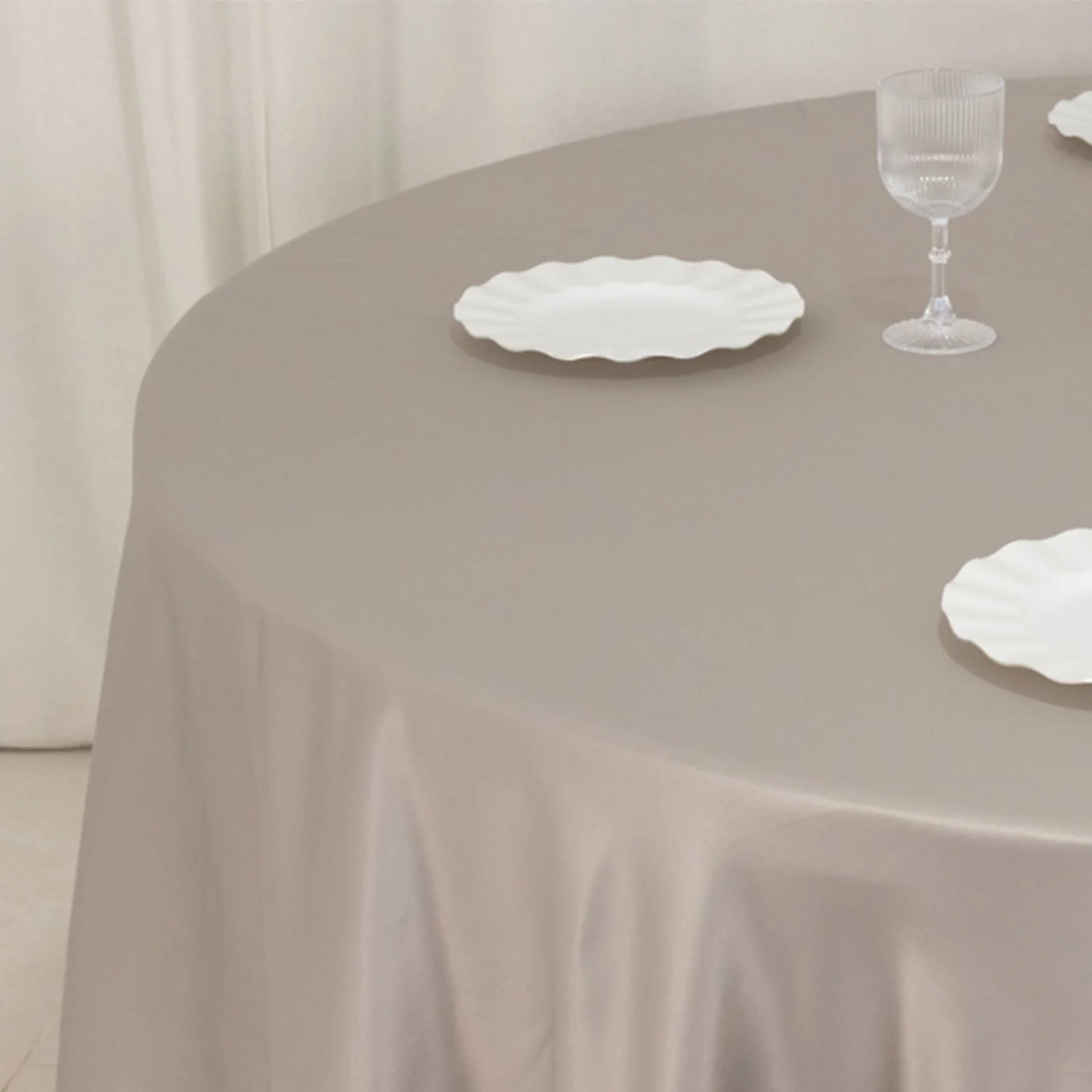 Lamour Satin Round Tablecloth 108" Silver - Soft Tempered Sheen Table Cover - Image 6
