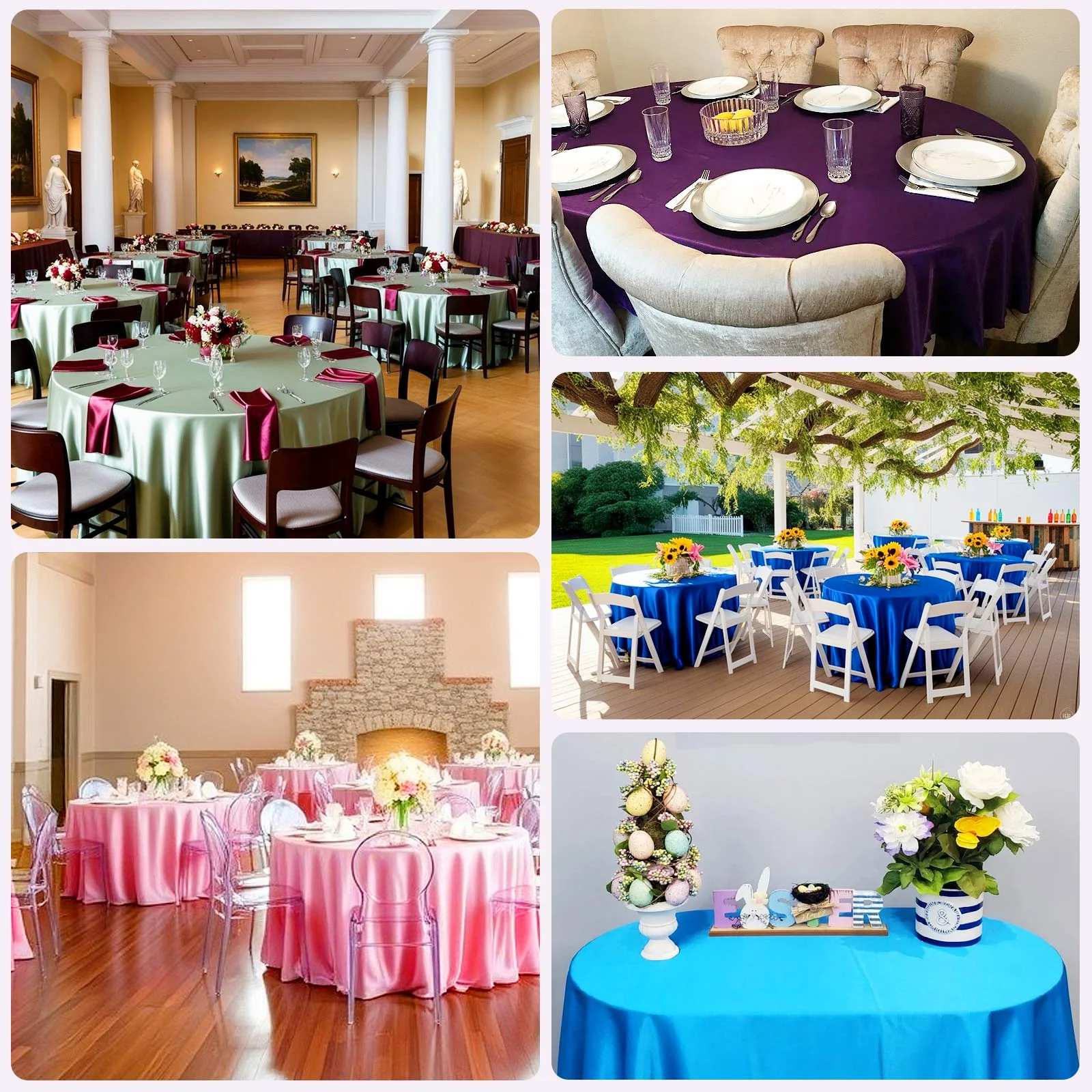 Lamour Satin Round Tablecloth 108" White - Luxurious Table Cover with Soft Tempered Sheen for High-End Events - Image 5