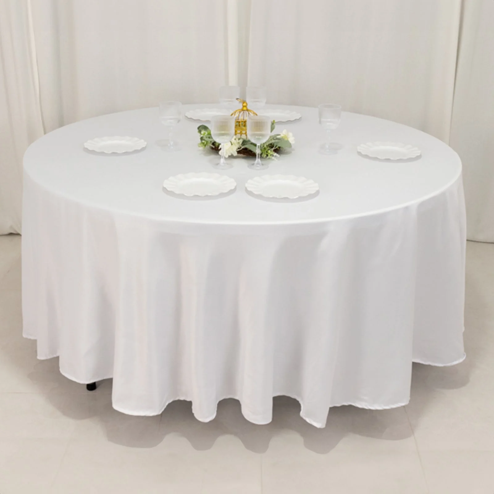 Lamour Satin Round Tablecloth 108" White - Luxurious Table Cover with Soft Tempered Sheen for High-End Events - Image 6