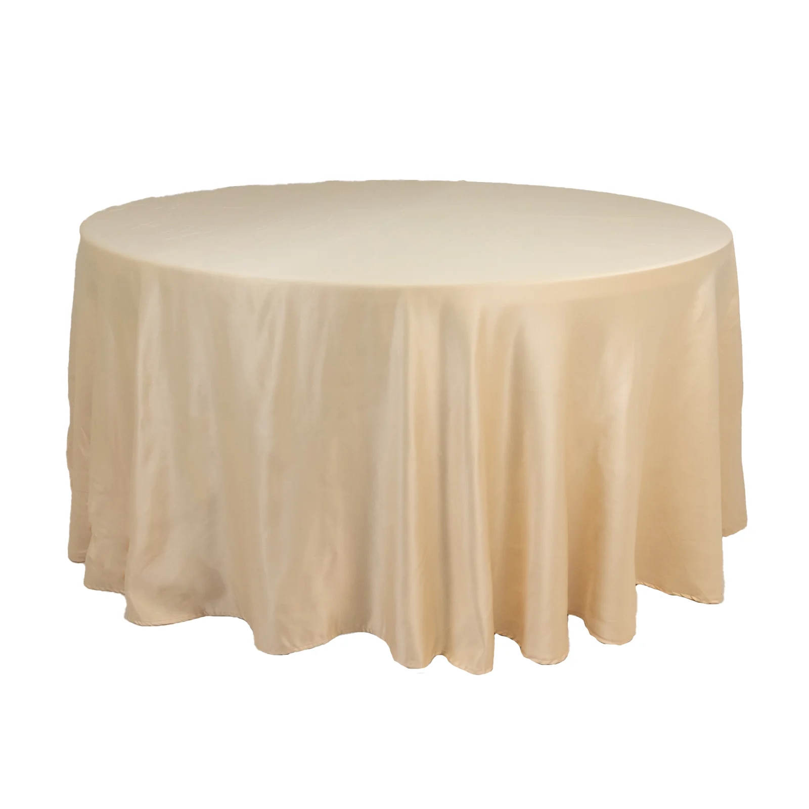 Lamour Satin Round Tablecloth 120" Beige - Seamless Table Cover - Image 3