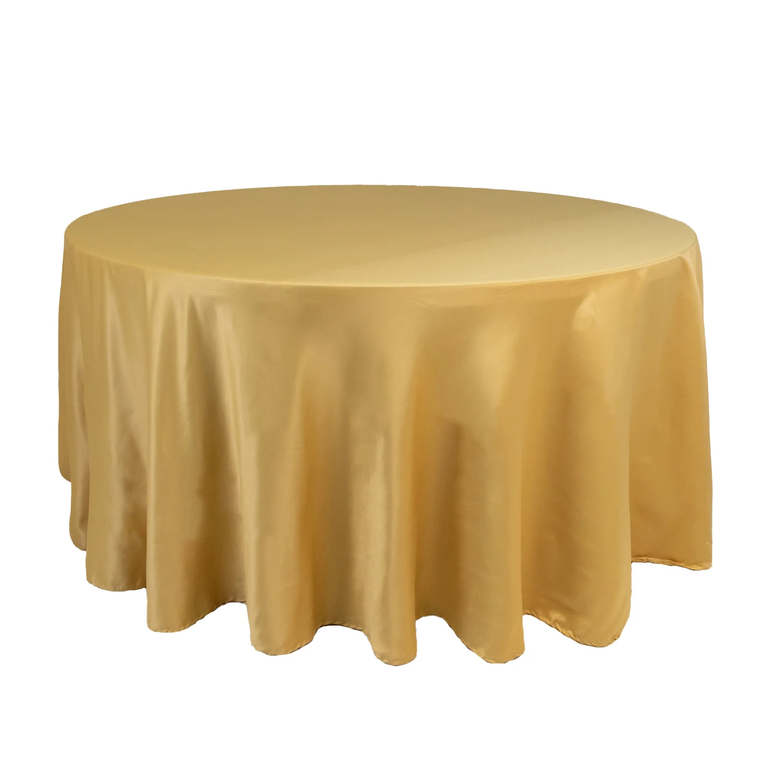 Lamour Satin Round Tablecloth 120" Champagne - Seamless Table Cover - Image 3