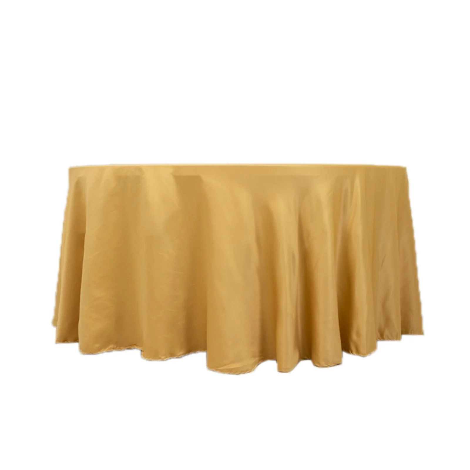 Lamour Satin Round Tablecloth 120" Champagne - Seamless Table Cover - Image 6